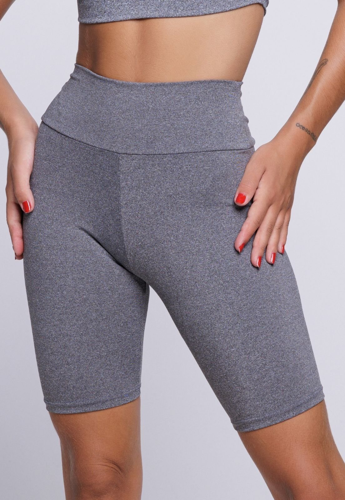Bermuda Feminina WLS Modas Legging Fitness Academia Casual Cinza