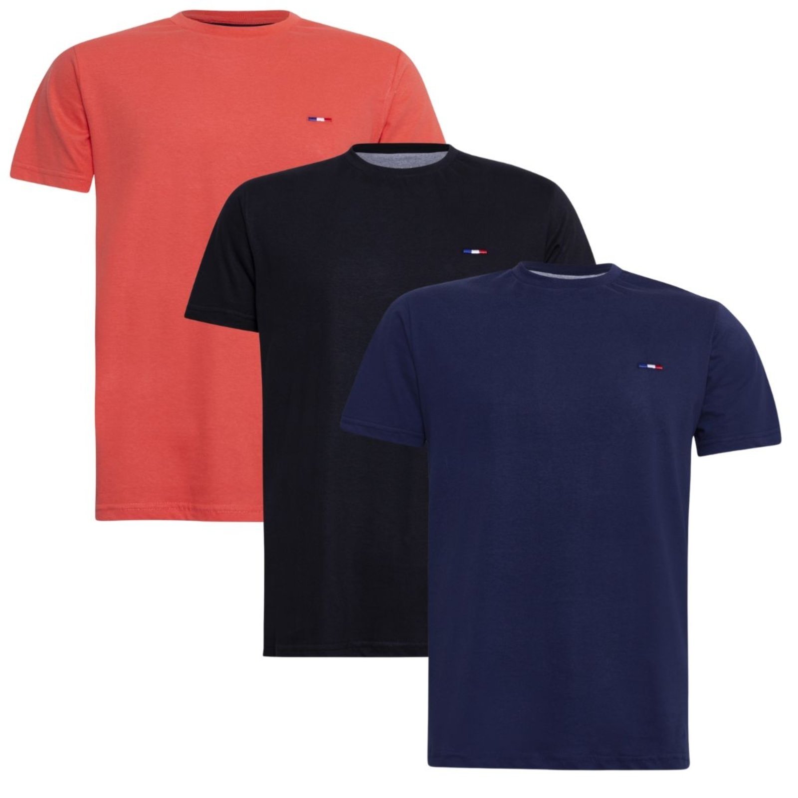 Kit 3 Peças Camisetas Básicas Masculina Industrie em Algodão Premium no Estilo Tommy Bordado França
