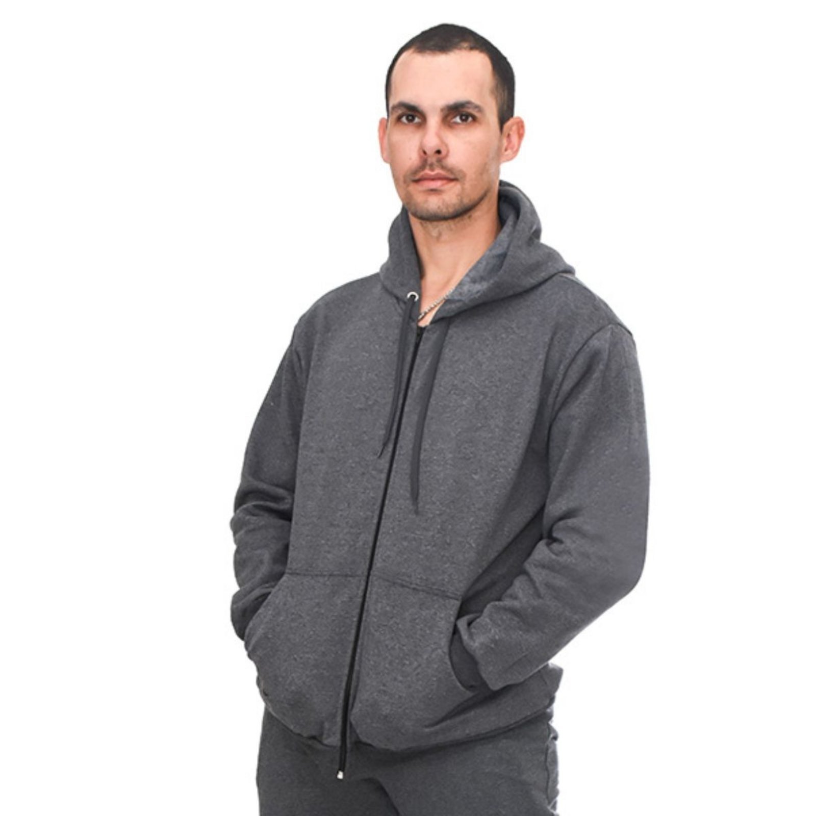 Blusa Moletom Com Zíper e Capuz Jaqueta Adulto Grafite Aliarthe
