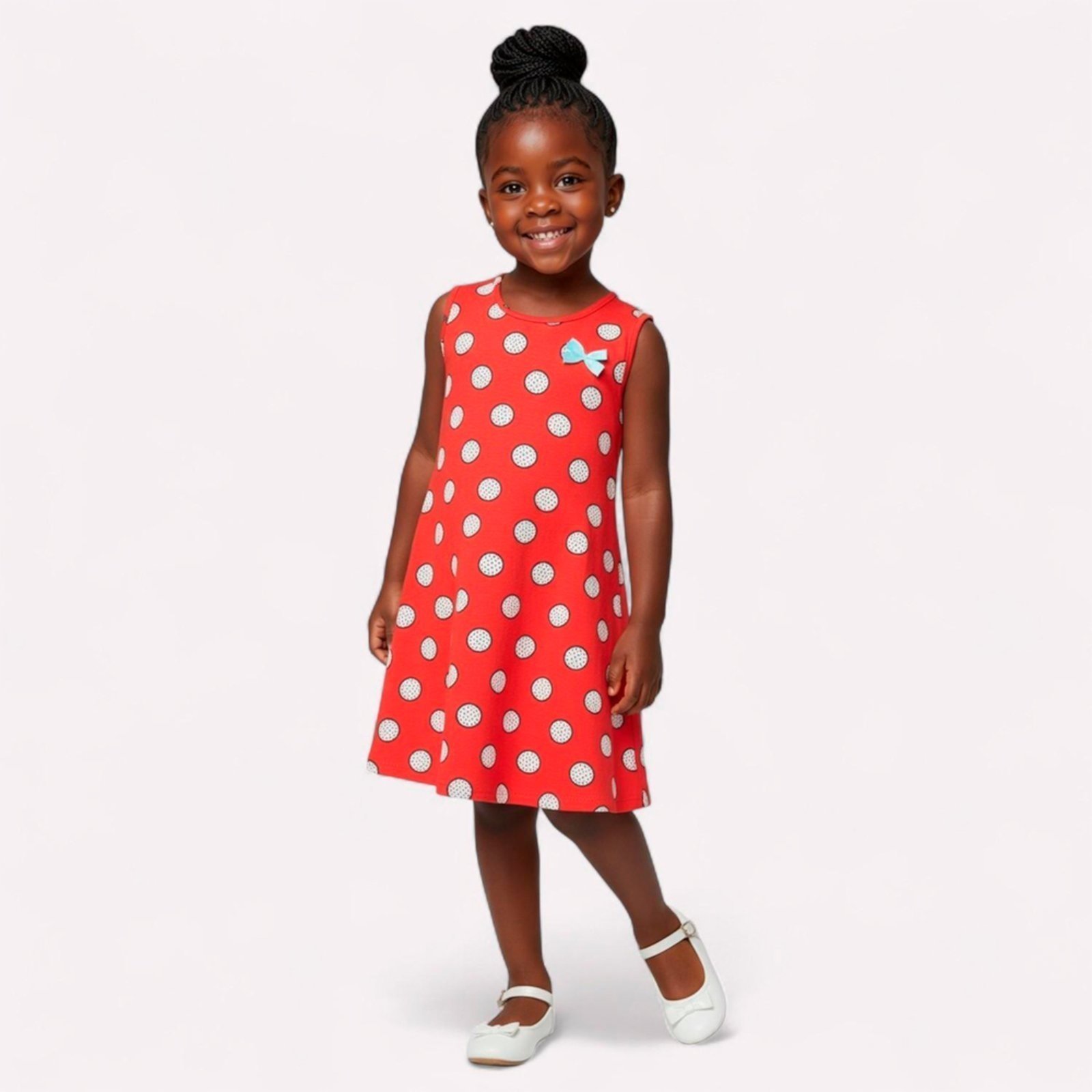 Vista 2 Infantil - Vestido Menina Estampa Poá Kyly vermelho Kyly vermelho