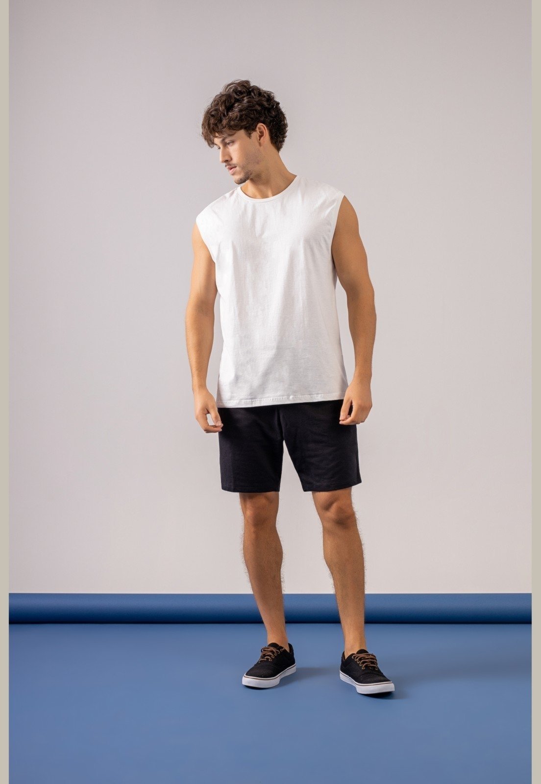 Regata Masculina em Meia Malha Just Basic Branco