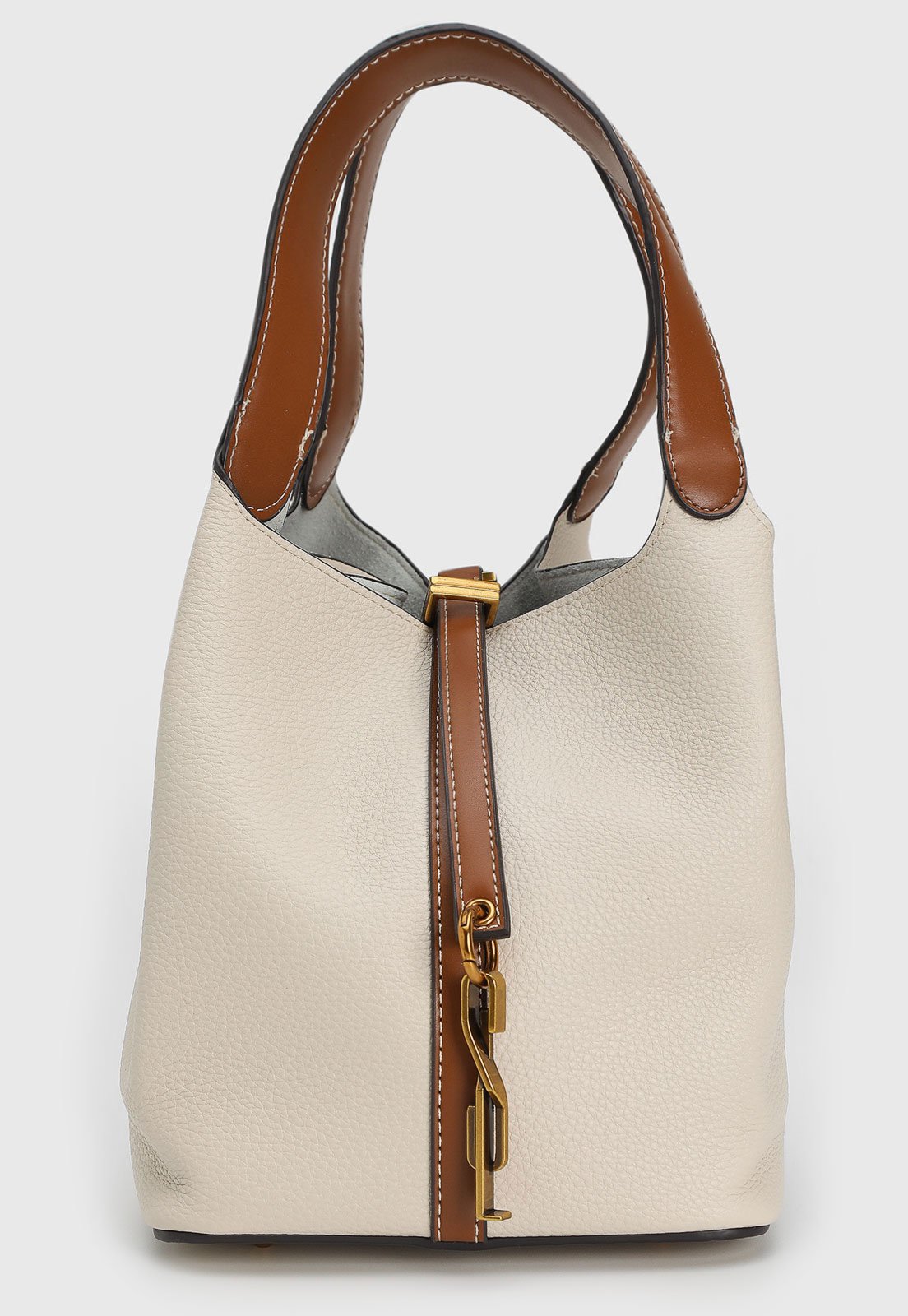 Bolsa Feminina Santa Lolla Grande Texturizada Off-White/Marrom
