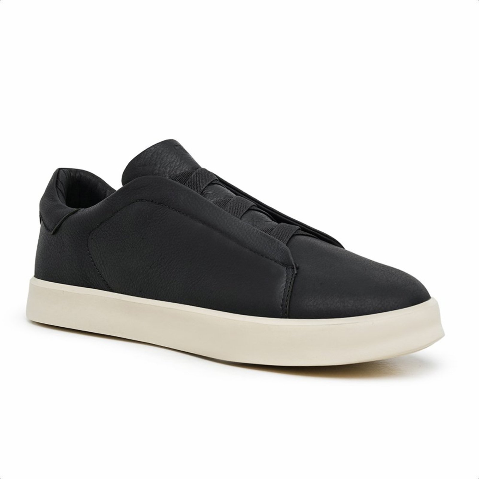 Tênis Masculino Malbork Couro Preto Elástico Casual Confortável