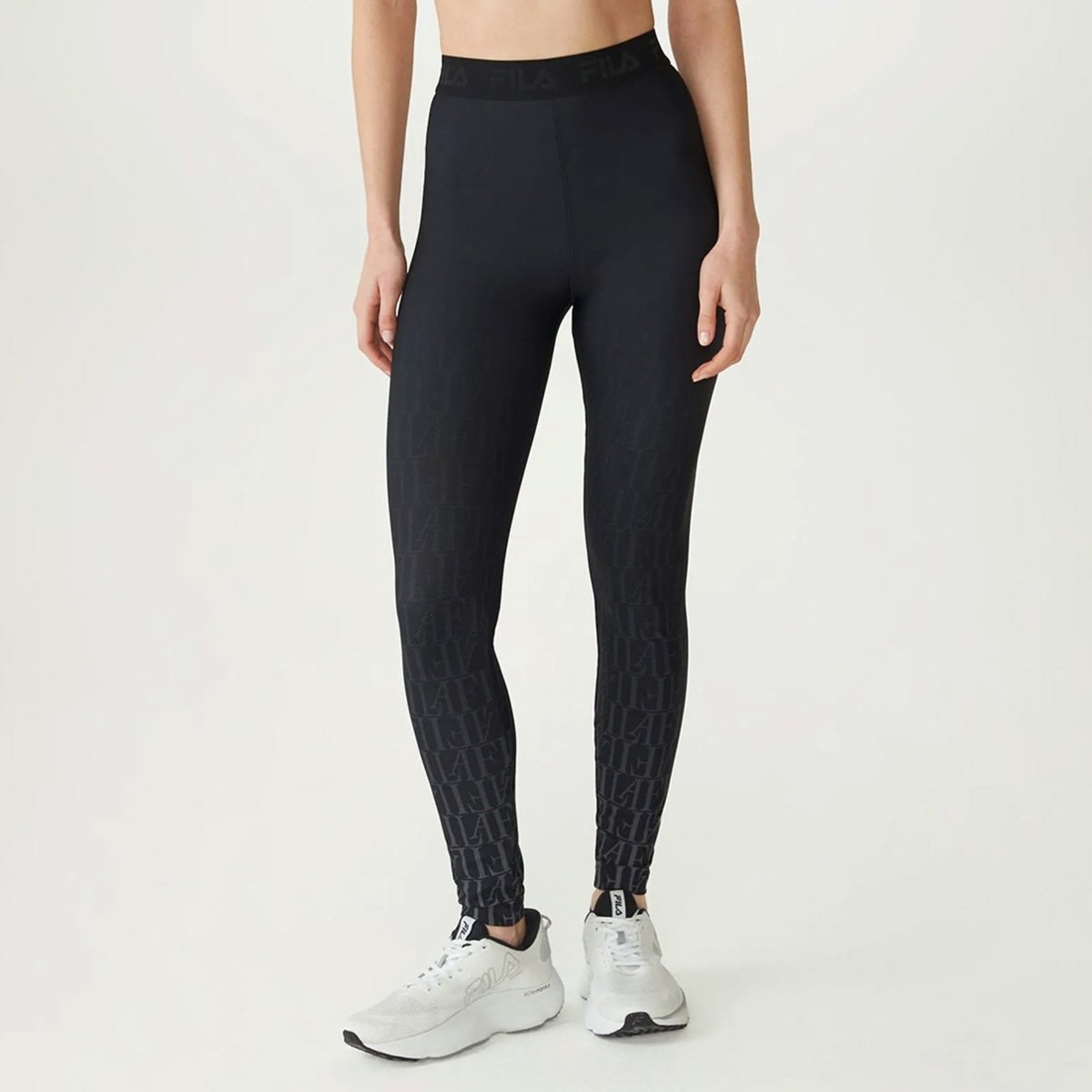 Calça Legging Fila Train Elastic VI Feminina Preta e Grafite