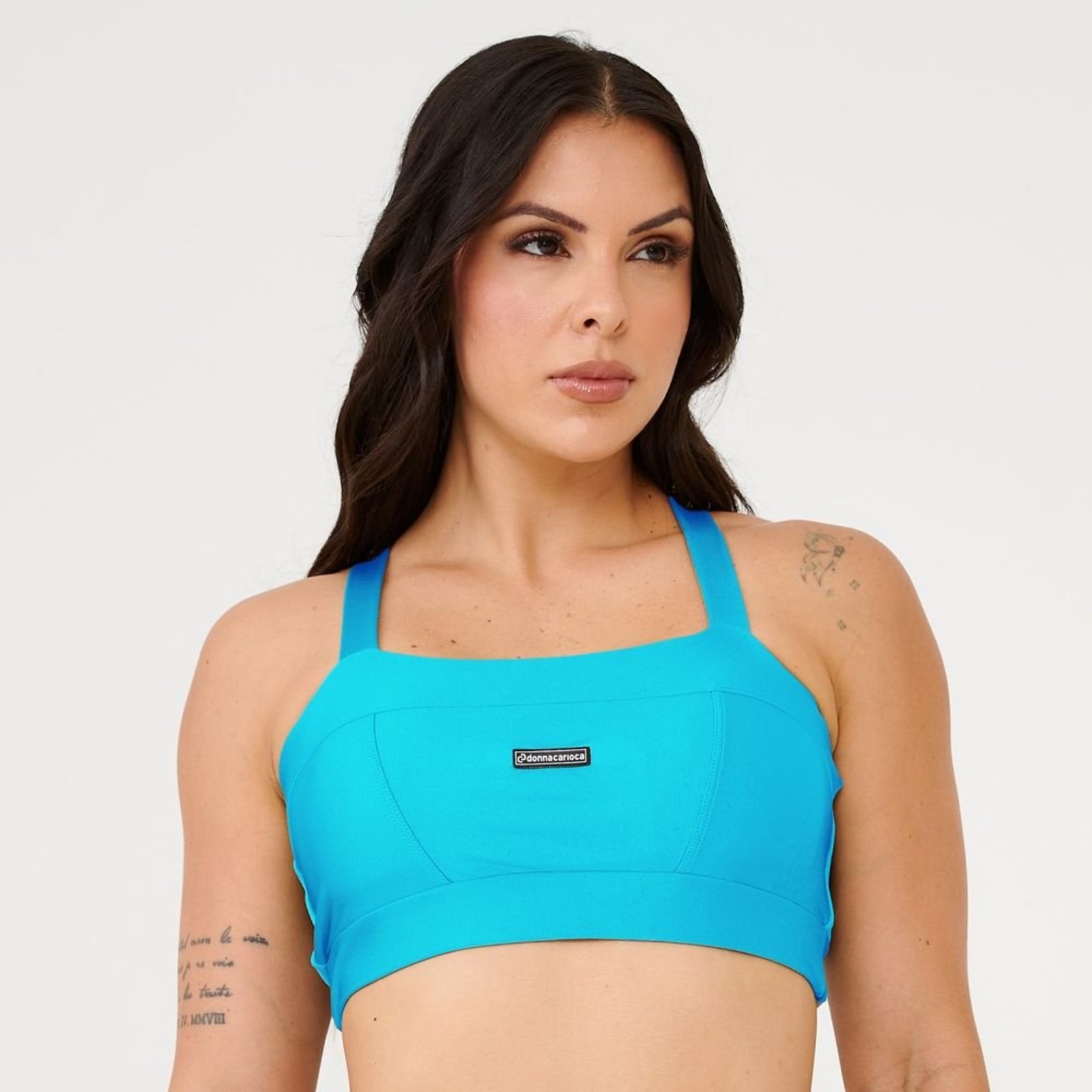 Top Faixa Com Recortes Azul Skyblue Com Bojo Donna Carioca