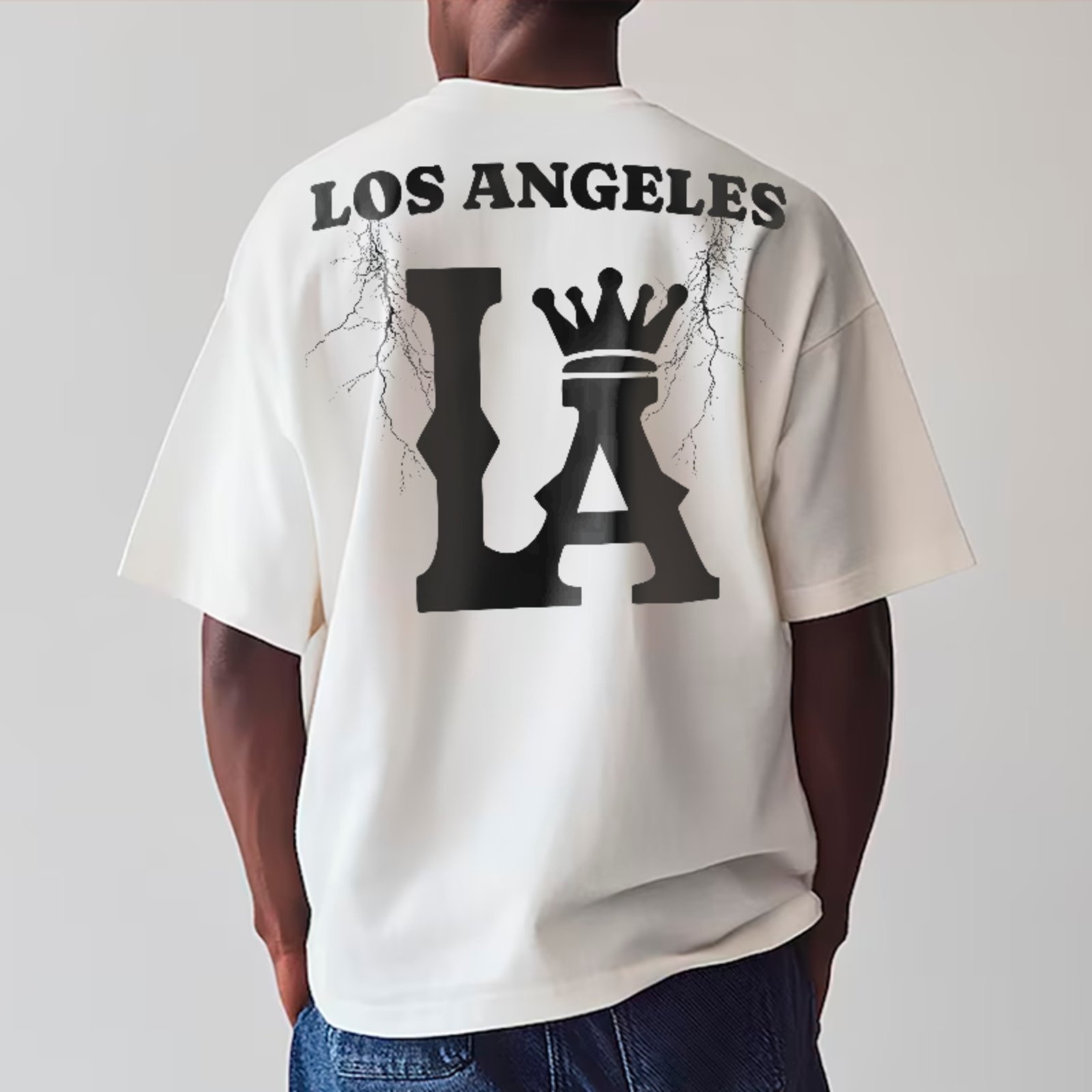 Camiseta Oversized Premium LA Crown Urban Style Unissex Branco