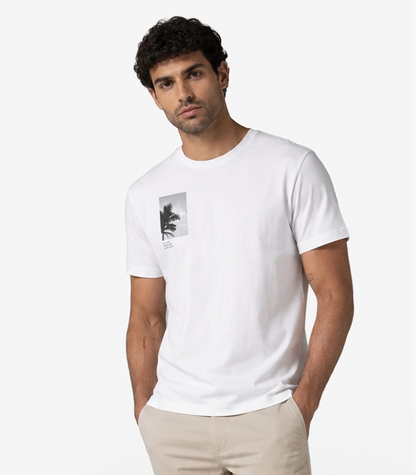 Camiseta Masculina Cotton Leve UV Diametro Branco — foto 2