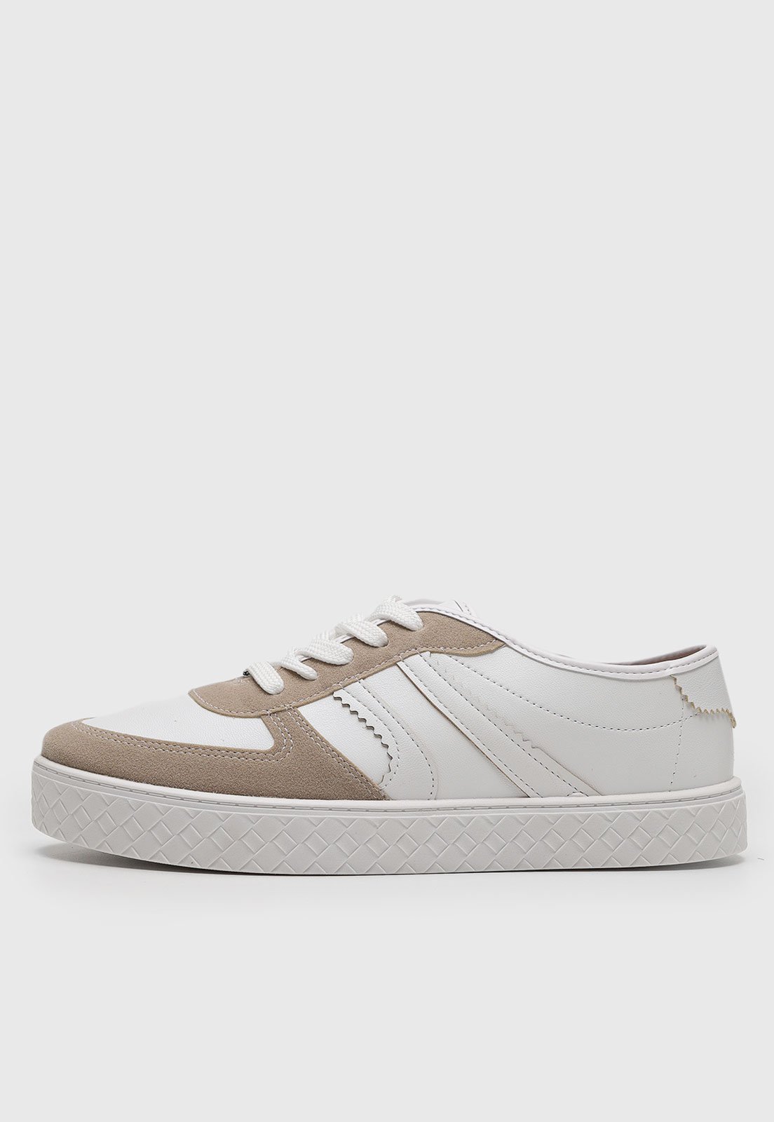 Tênis Feminino Moleca Cadarço Branco e Bege