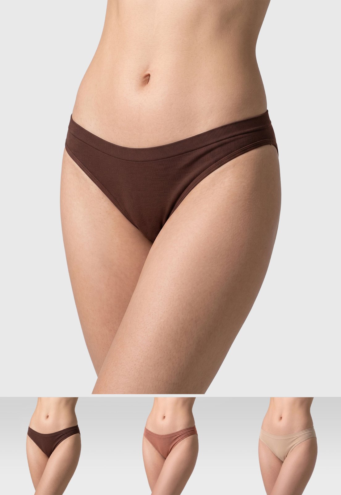 Kit 3 Calcinhas Tanga Trifil Modelo Clássico Marrom