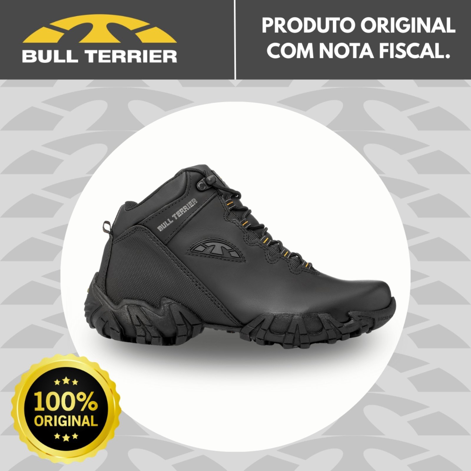 Bota Bull Terrier Sparks Masculina Couro Original Trilha - Preto