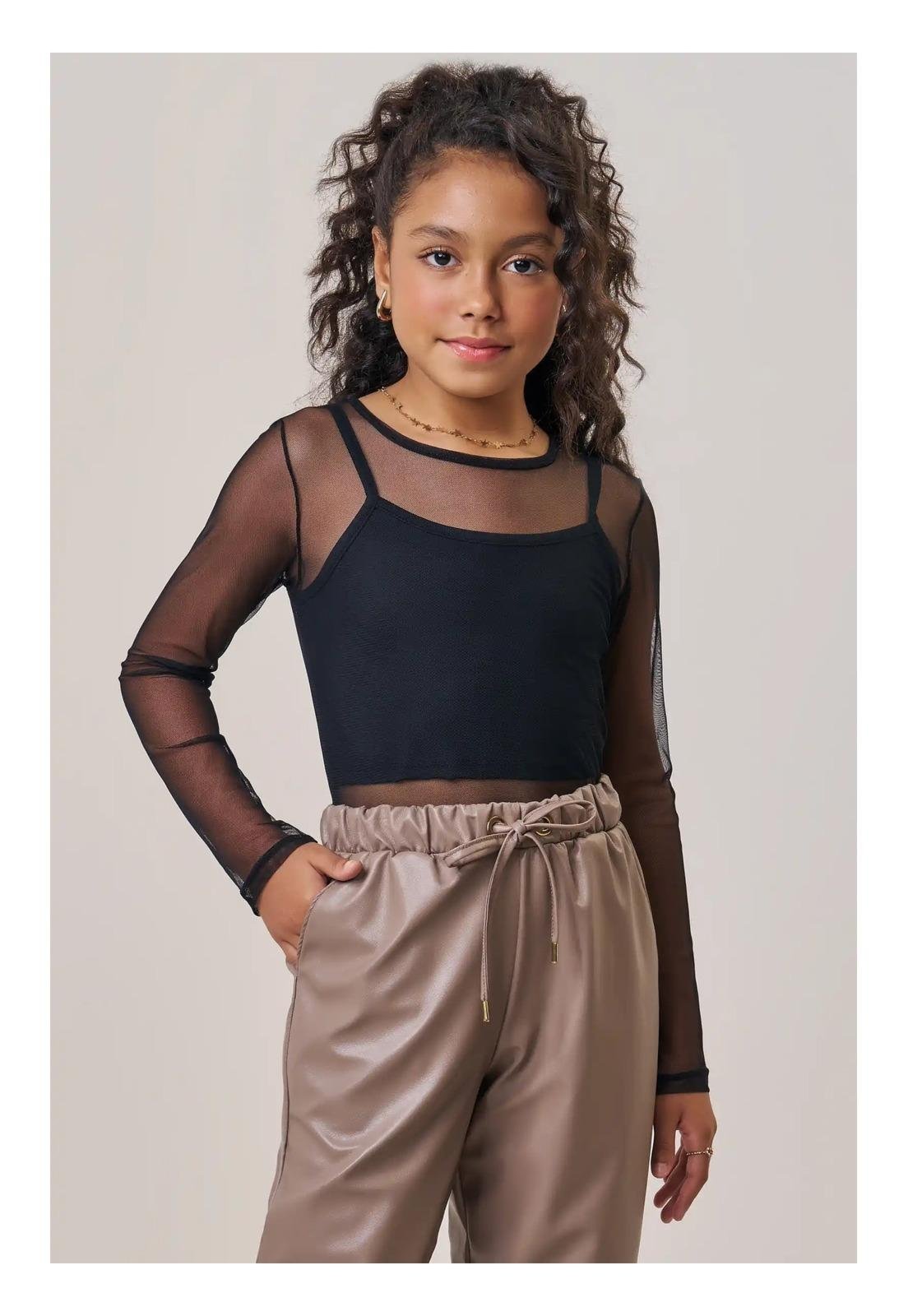 Infantil - Conjunto Top Blusa 2 Pele Menina Vic Vicky 10 Preto