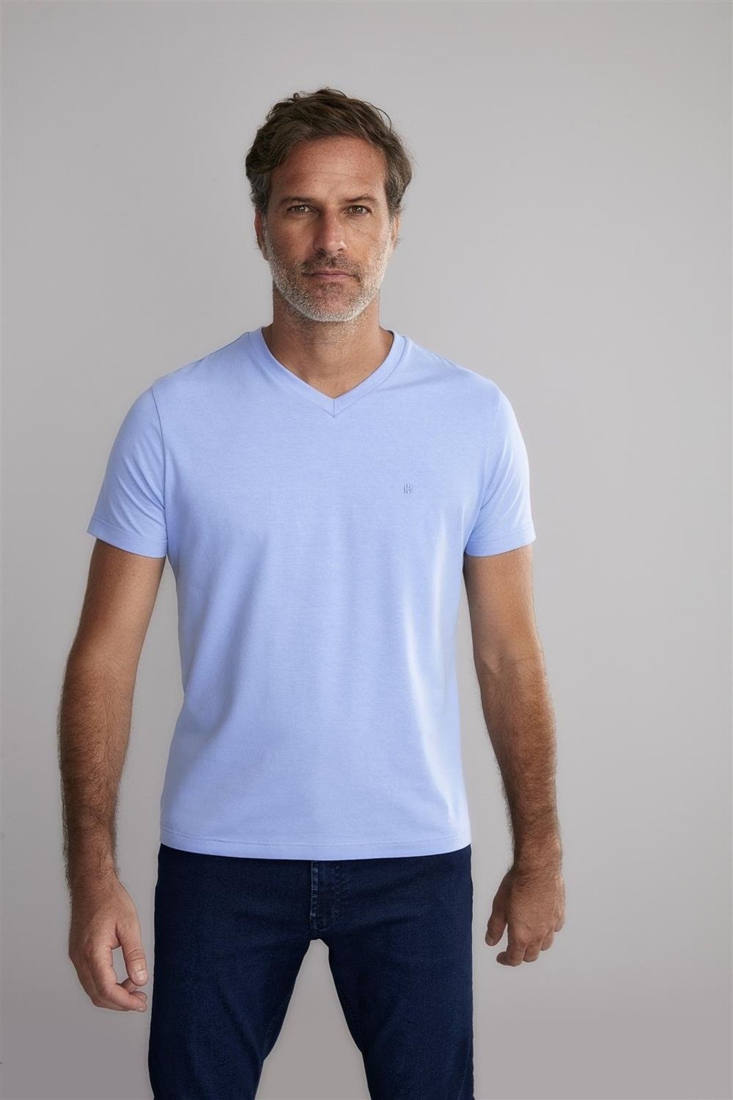 HIGHSTIL Camiseta Manga Curta Básica Malha Slim Fit – Azul Hortencia