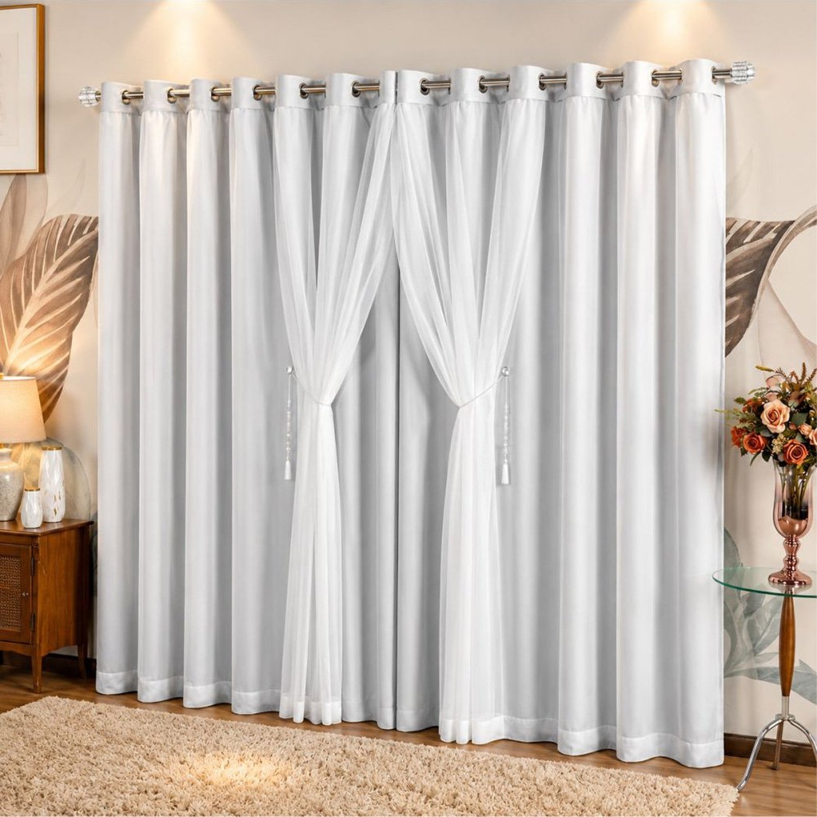 Cortina Realeza para Varão 4,00m x 2,70m Linha Nobre - Gelo