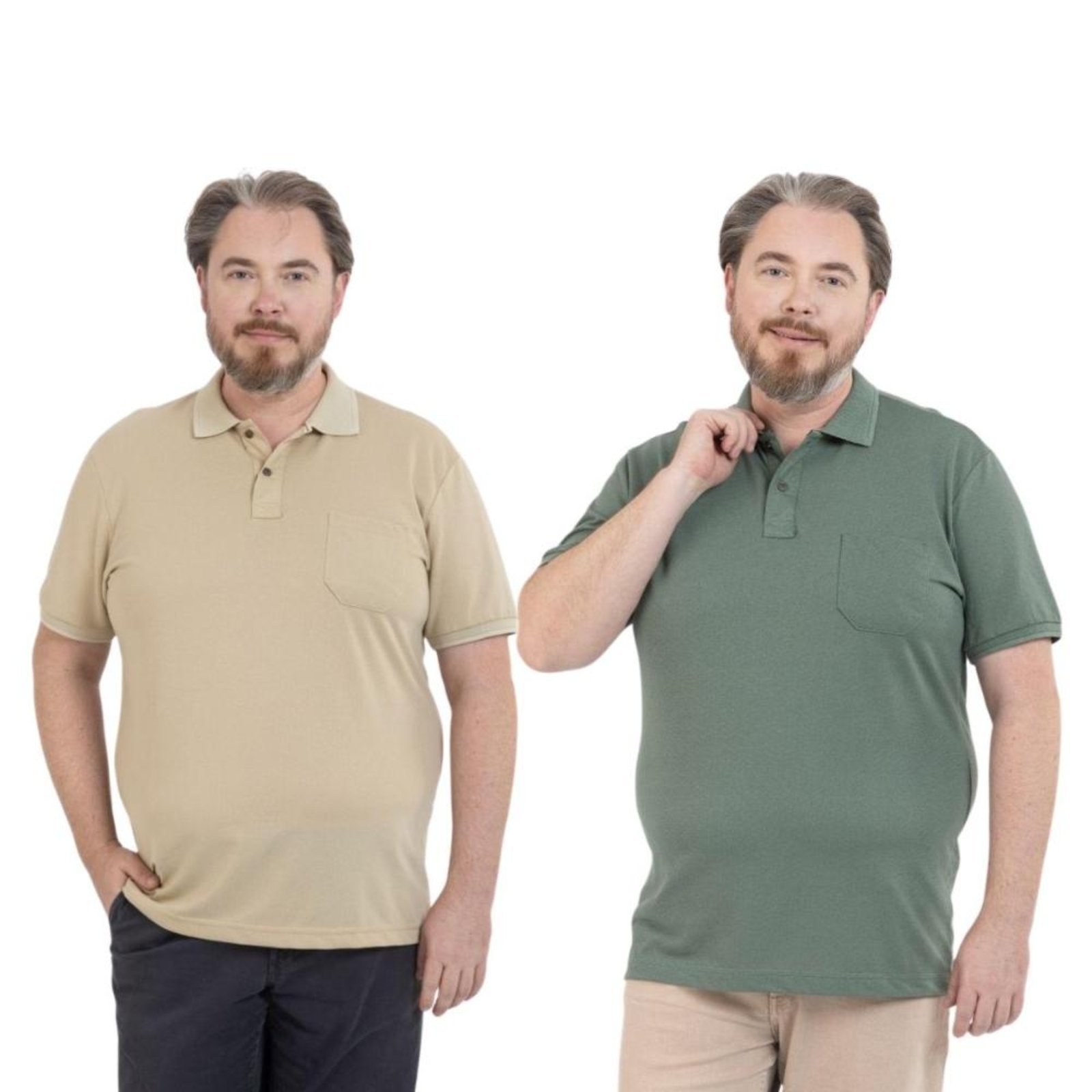 Kit 2 Camisa Polo Masculina Plus Size Pique com Bolso Casual