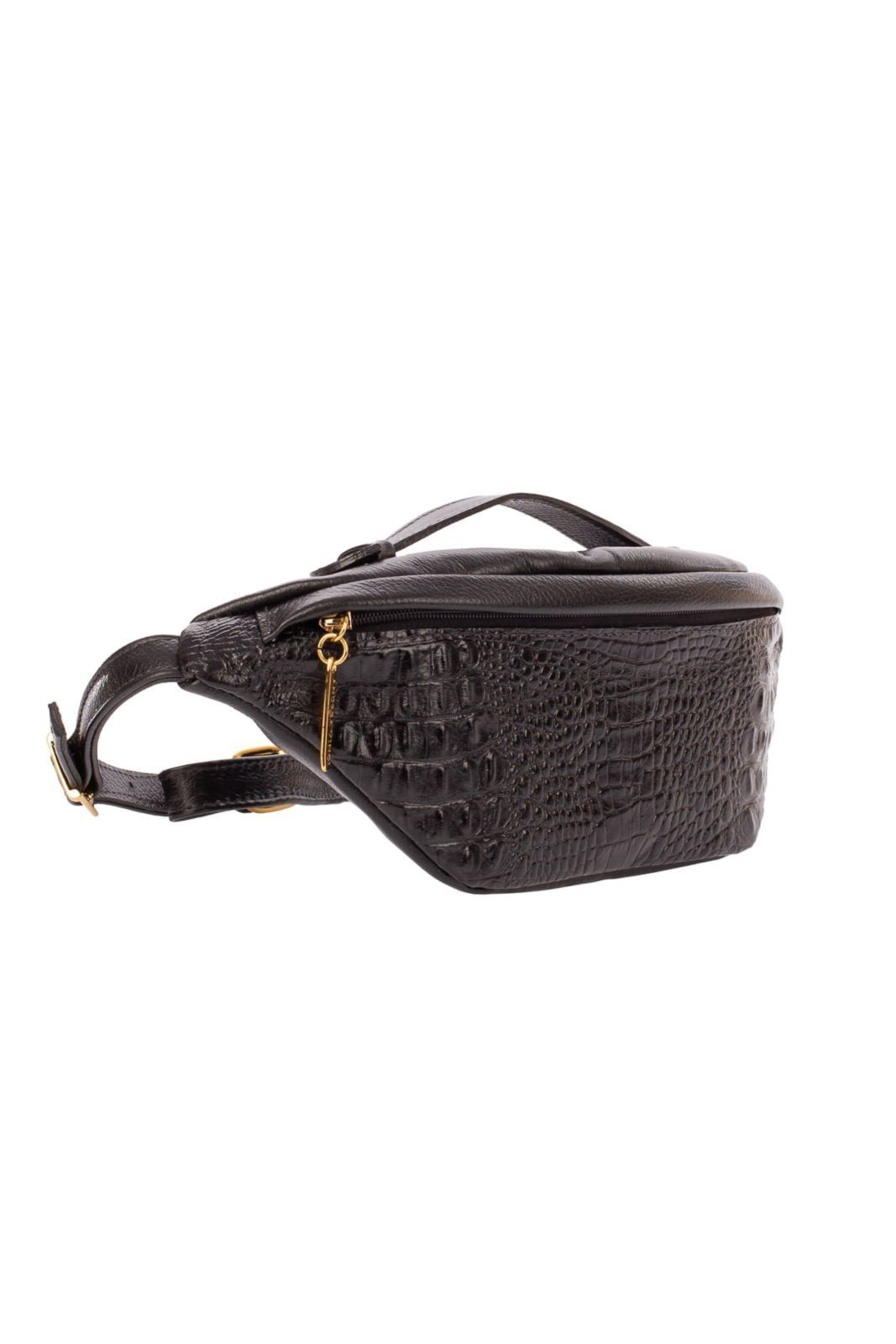 Vista 2 Pochete feminina grande de couro croco Dália Andrea Vinci preto Andrea Vinci preto