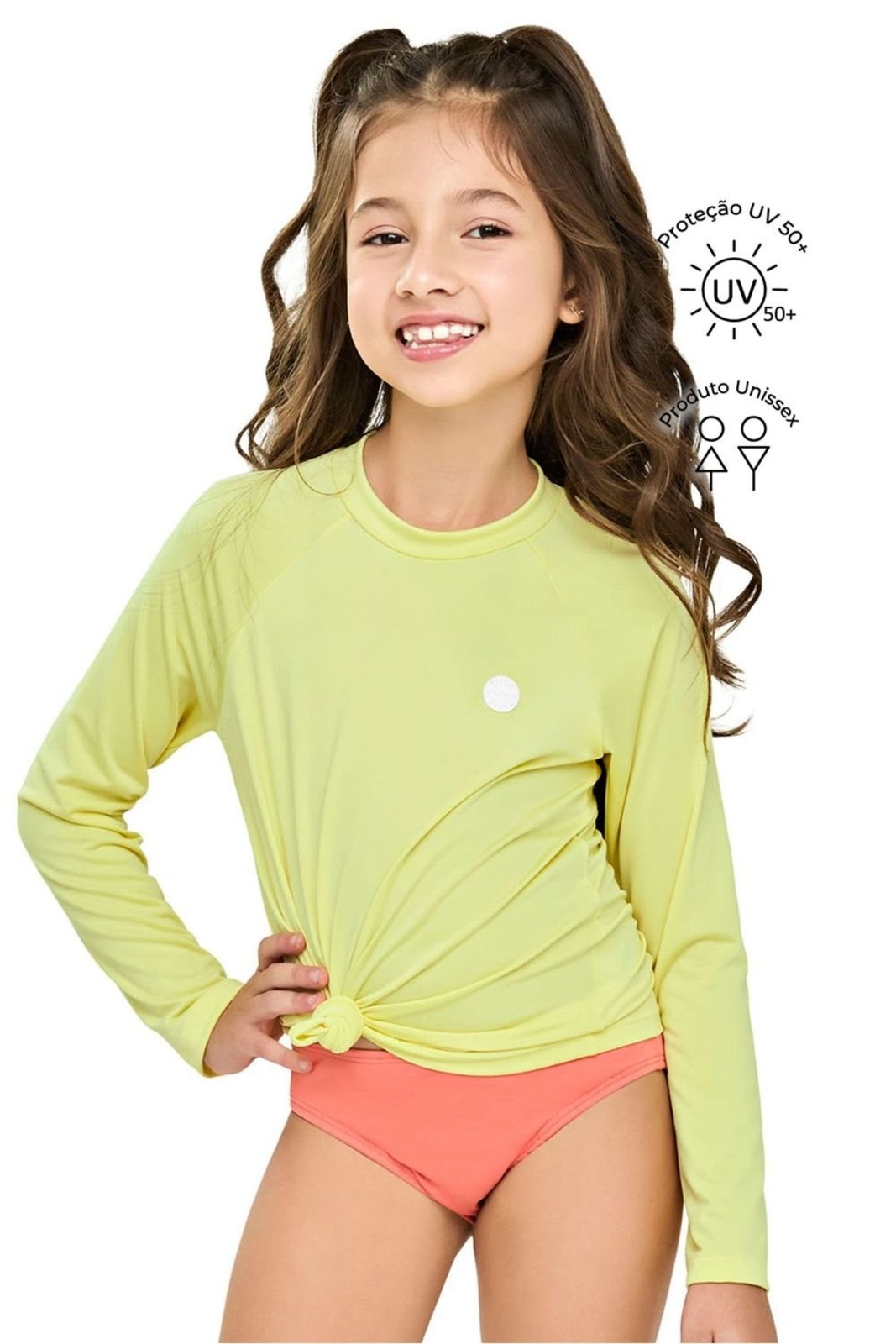 Vista 2 Blusa de Praia Unissex Proteção UV Elian verde Elian verde
