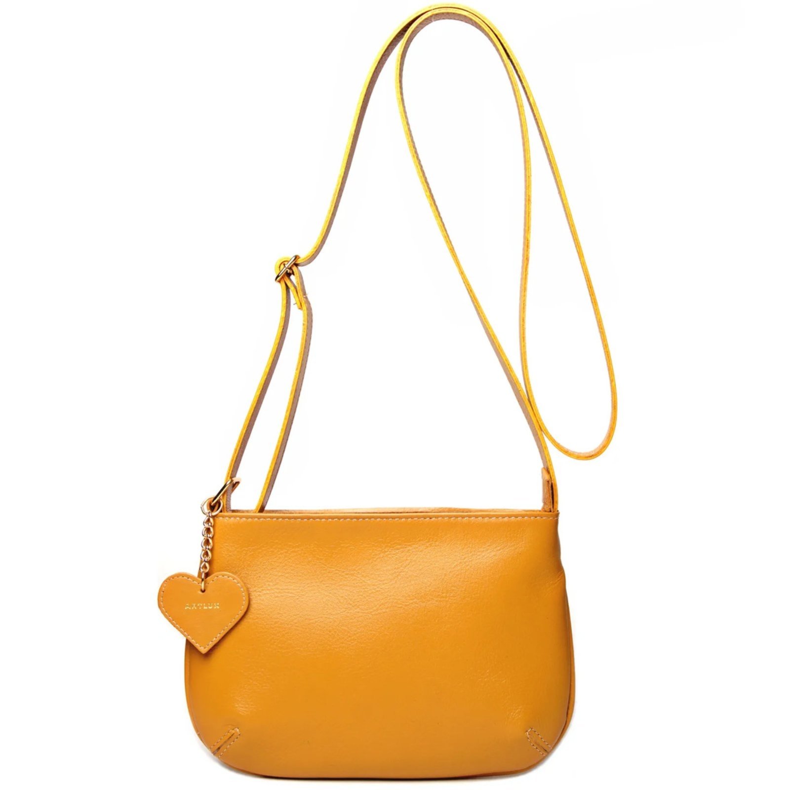 Vista 2 Bolsa Transversal em Couro Artlux Mostarda 9063 amarelo amarelo