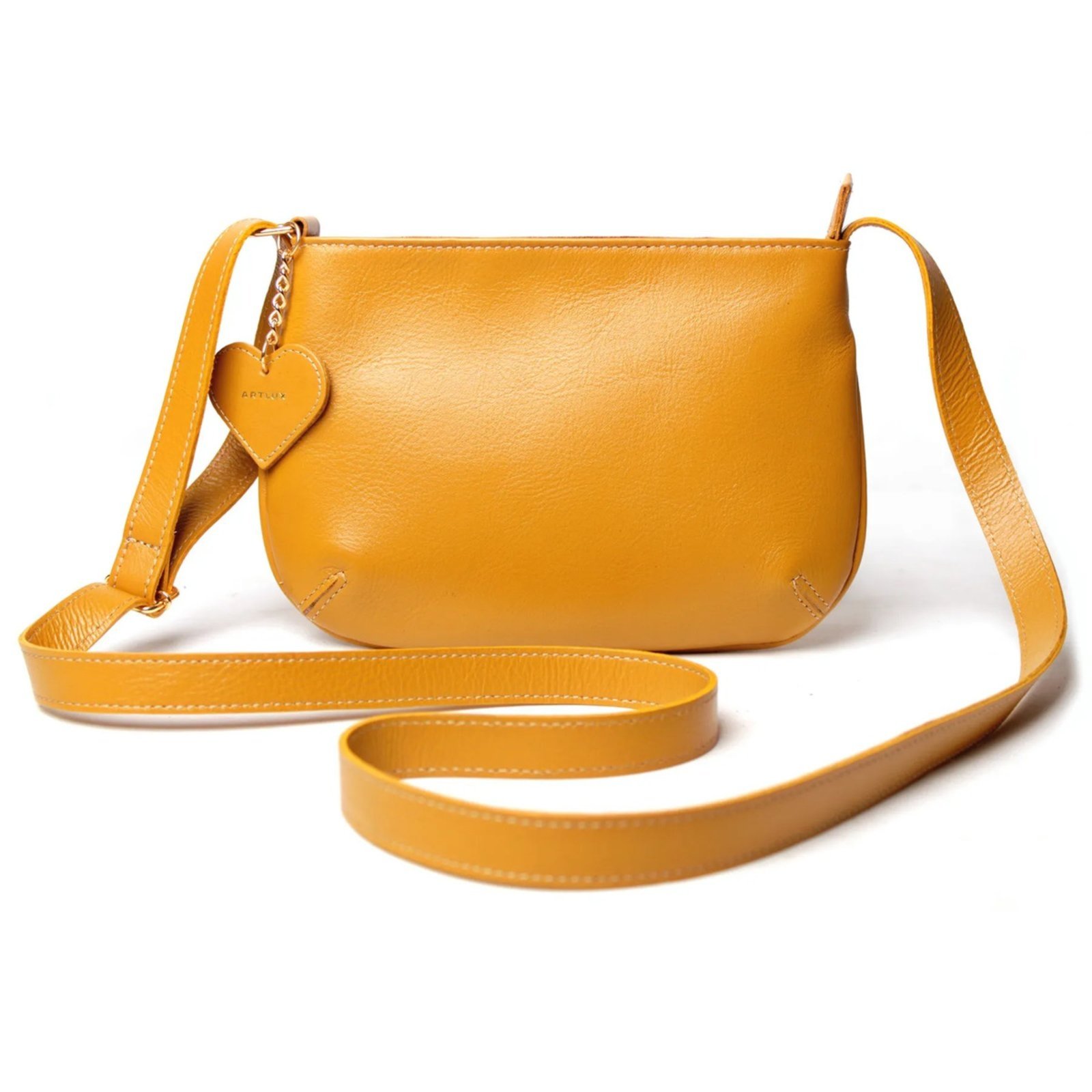 Vista 3 Bolsa Transversal em Couro Artlux Mostarda 9063 amarelo amarelo