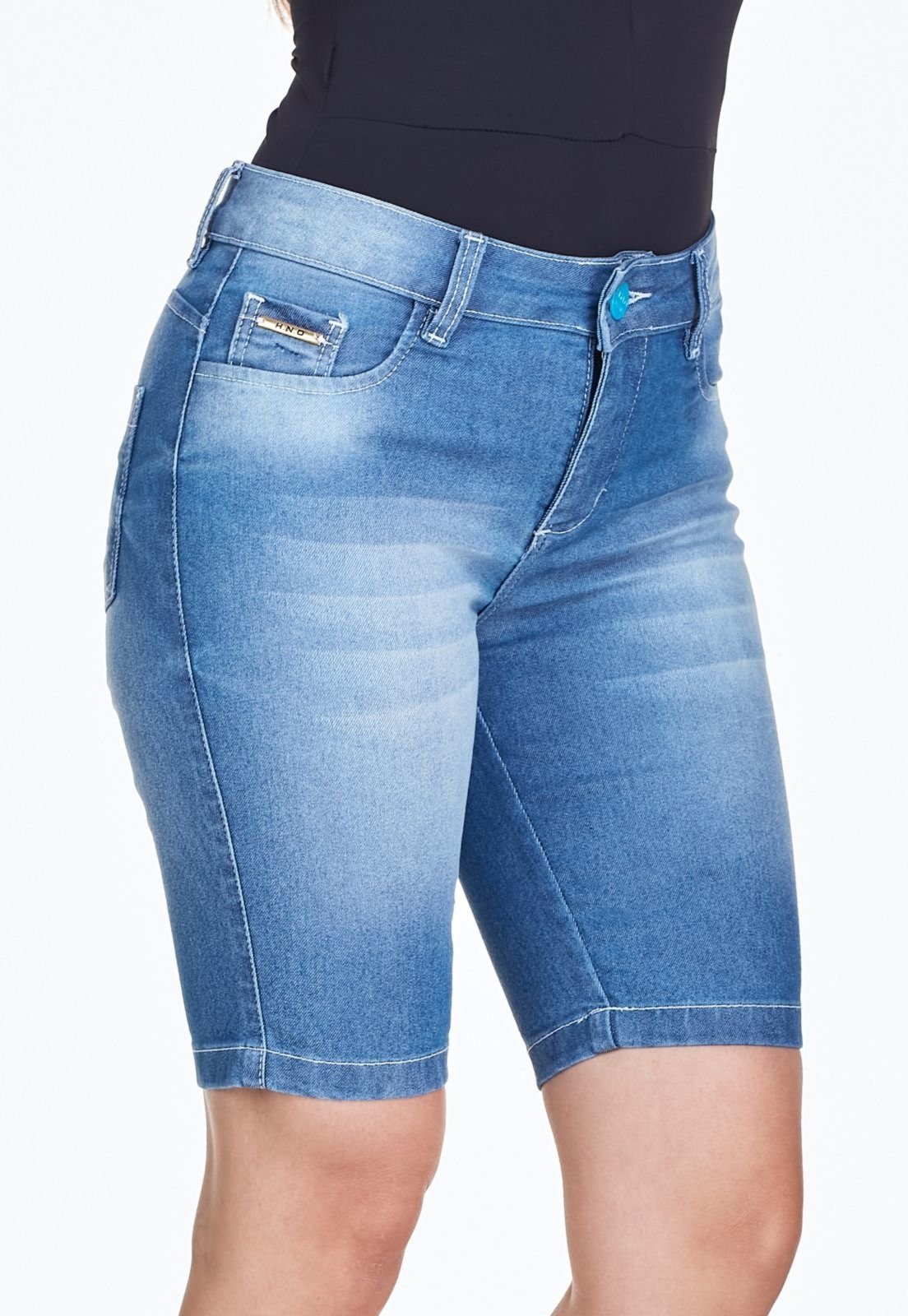 Bermuda Jeans HNO Jeans Cintura Alta Classic Azul Claro