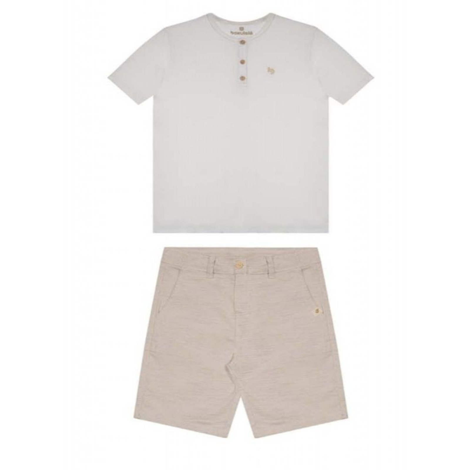 Infantil - Conjunto Menino Bermuda Off Bakulelê 10 Off-white