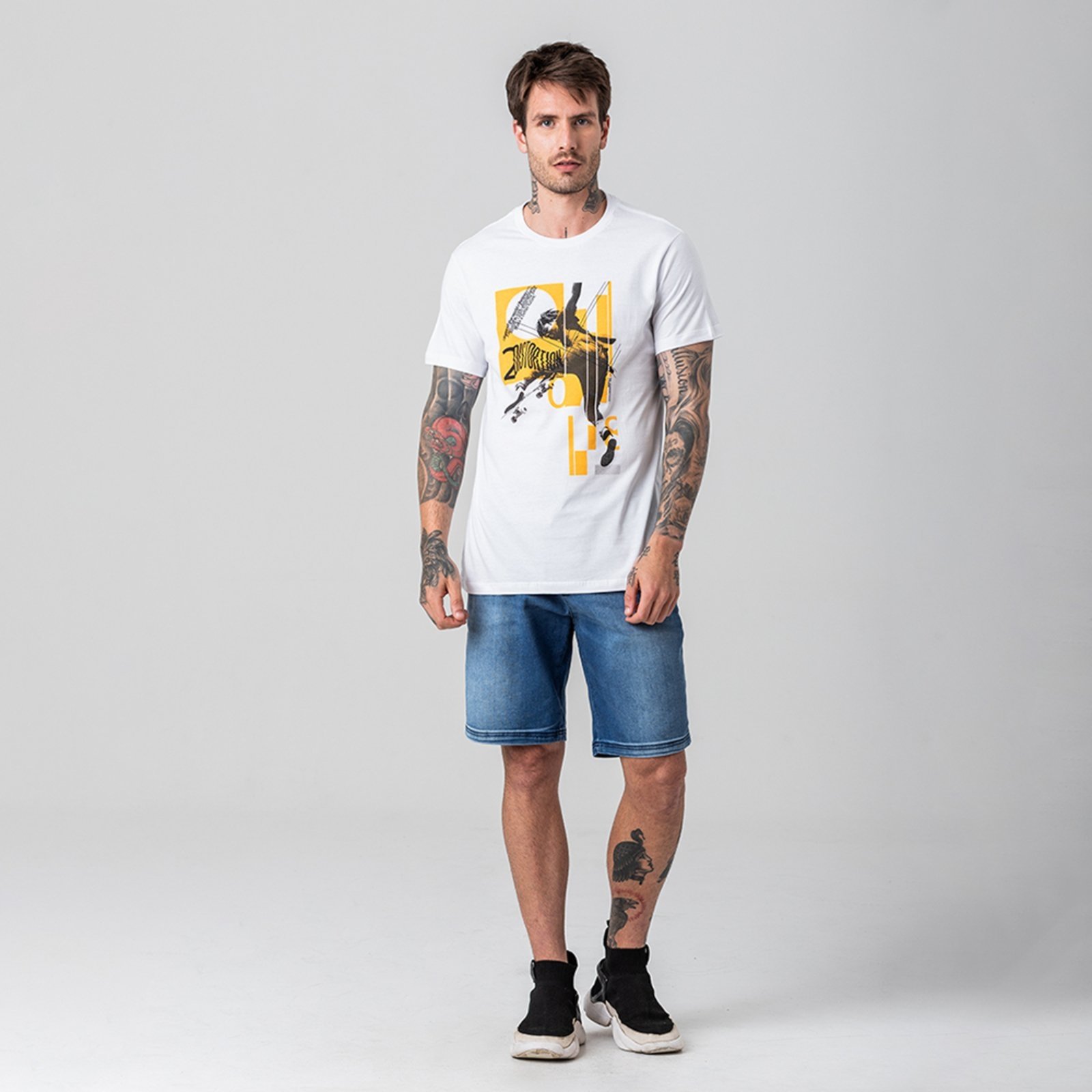 Camiseta Masculina Estampa Rock e Soda BRANCO