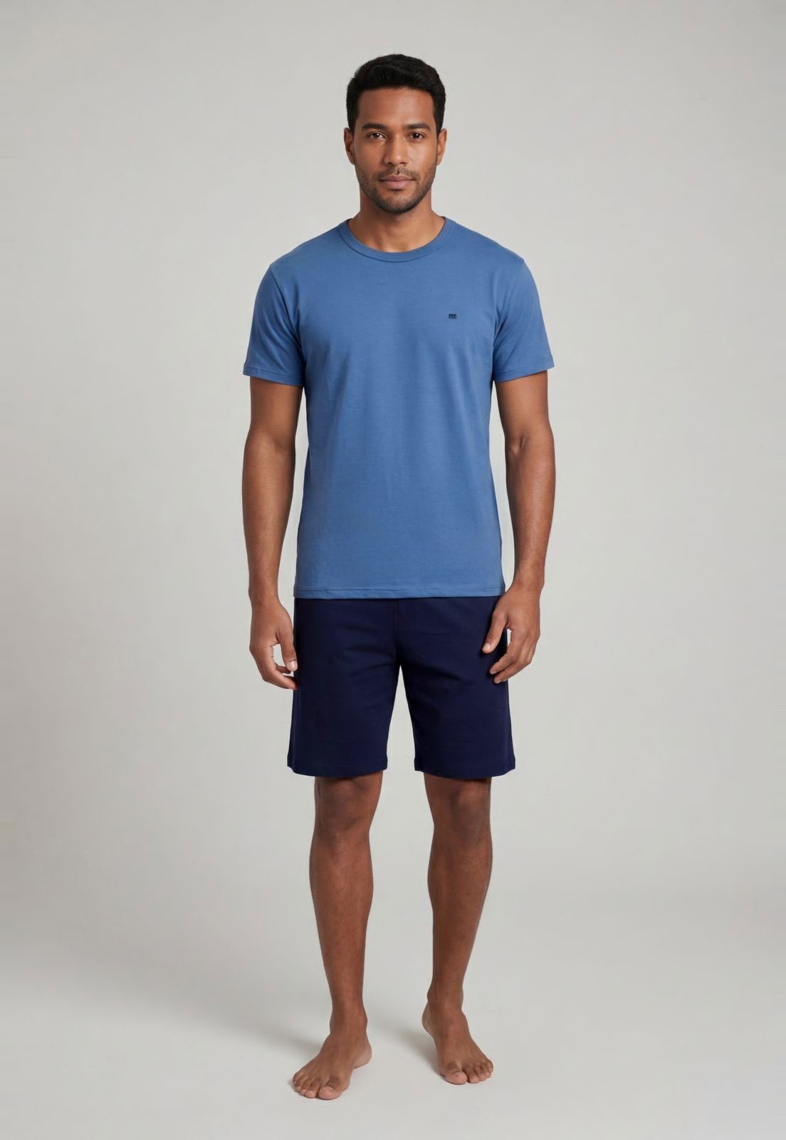 Conjunto Pijama Masculino Malwee Manga Curta Azul