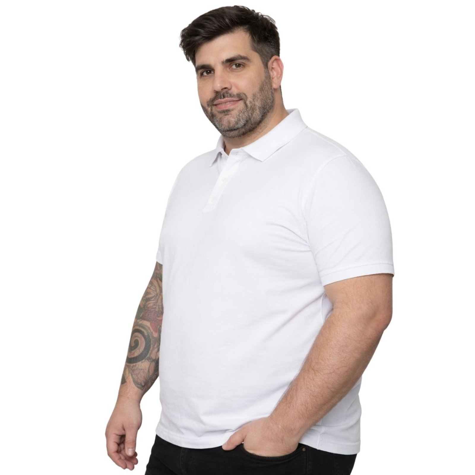 Camisa Polo Masculina Poliamida Elastano Premium Branco