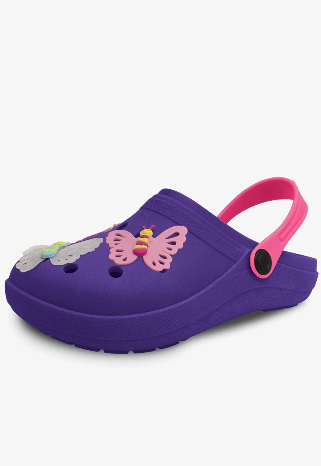 Vista 2 Infantil - Babuche Pópidi Borboletas Menina Sandália roxo Pópidí roxo