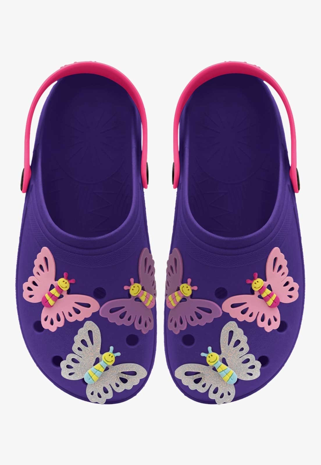 Vista 3 Infantil - Babuche Pópidi Borboletas Menina Sandália roxo Pópidí roxo