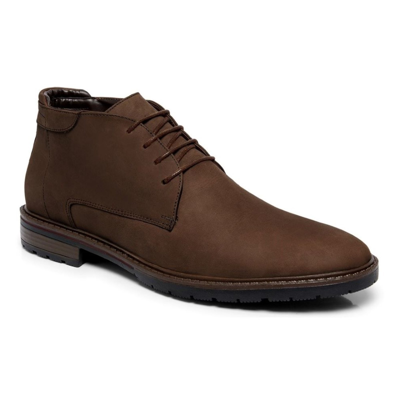 Bota Masculina Em Couro Anna Andrade Coturno Casual Social Robusto Urbano Cano Médio Conforto Café