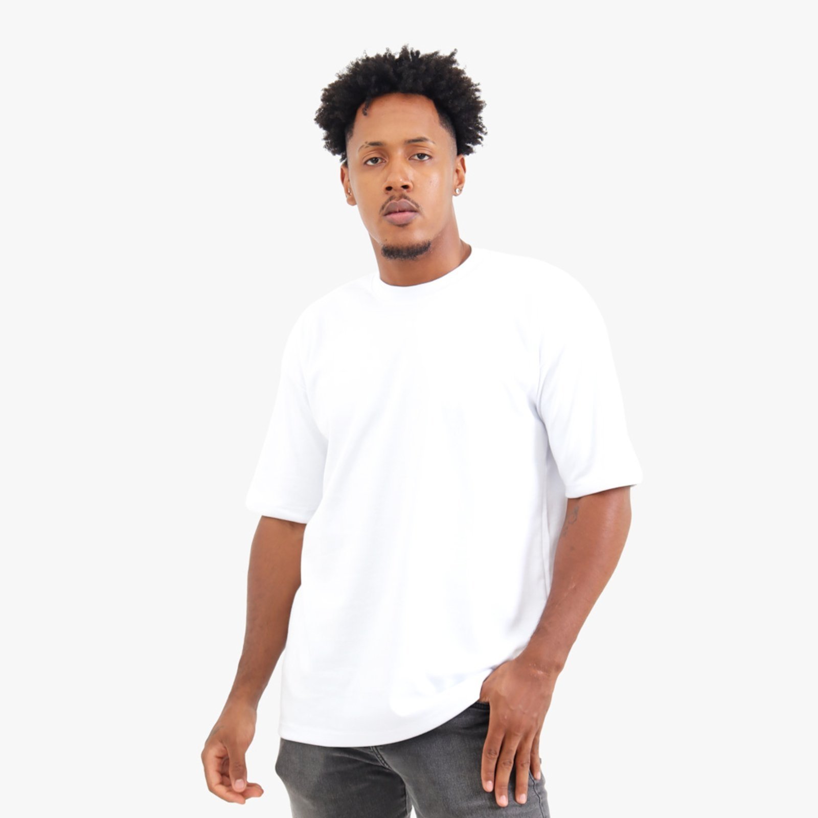 Vista 2 Camiseta Oversized Masculina Lisa Premium Algodão Gola Alta Rute Paula preto Rute Paula preto