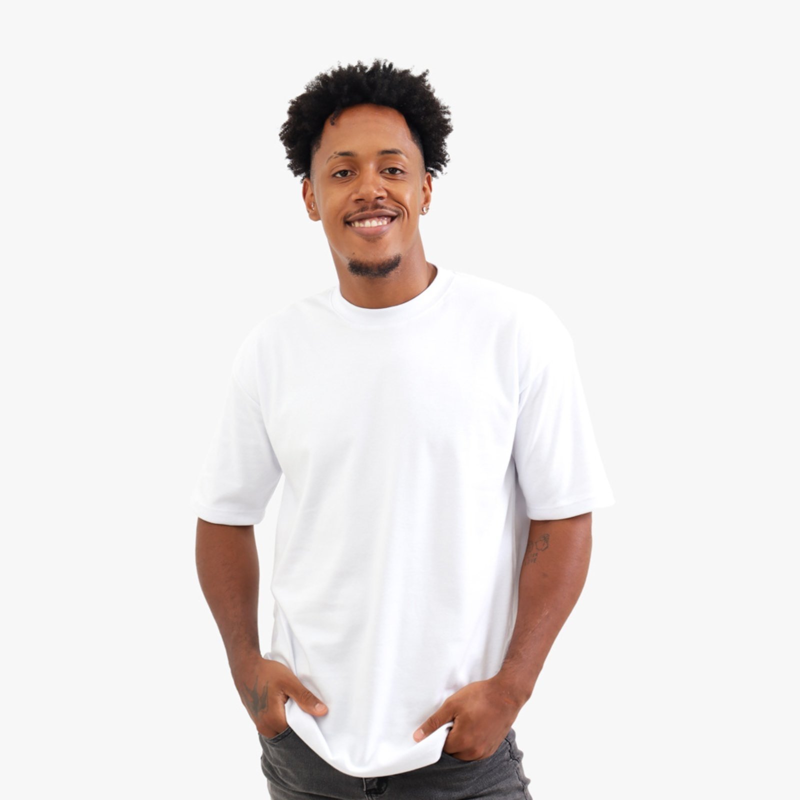 Vista 3 Camiseta Oversized Masculina Lisa Premium Algodão Gola Alta Rute Paula preto Rute Paula preto