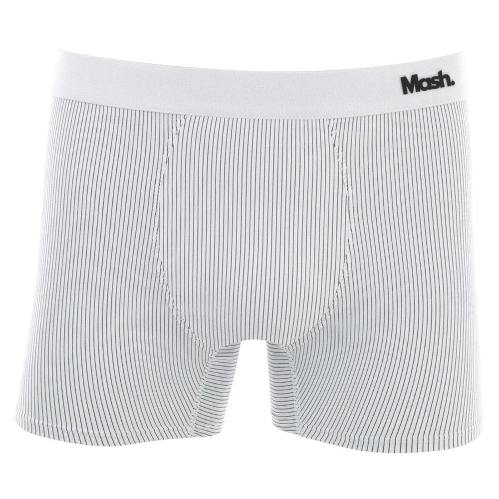 Vista 2 Cueca Boxer Risca de Giz Mash Masculina Microfibra Elástico branco MASH branco