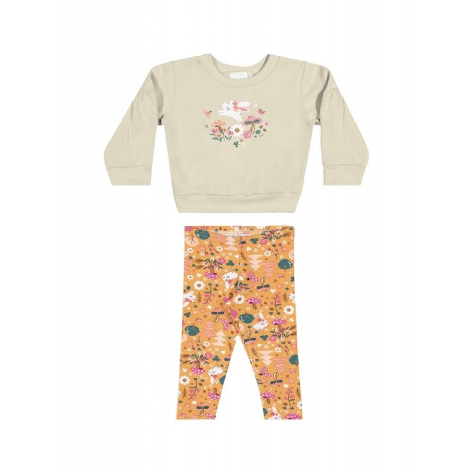 Infantil - Conjunto com Blusão em Moletom Felpado e Legging em Molecotton M Unico
