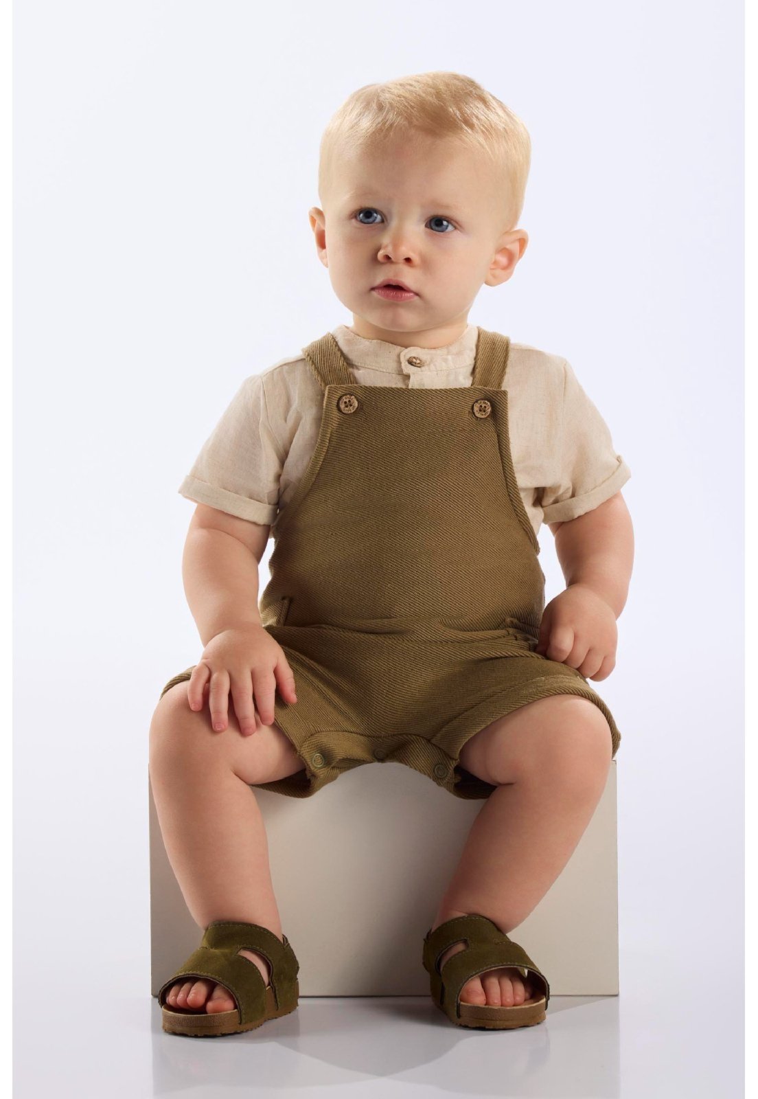 Vista 2 Infantil - Jardineira em Malha Sarjada para Up Baby bege Up Baby bege