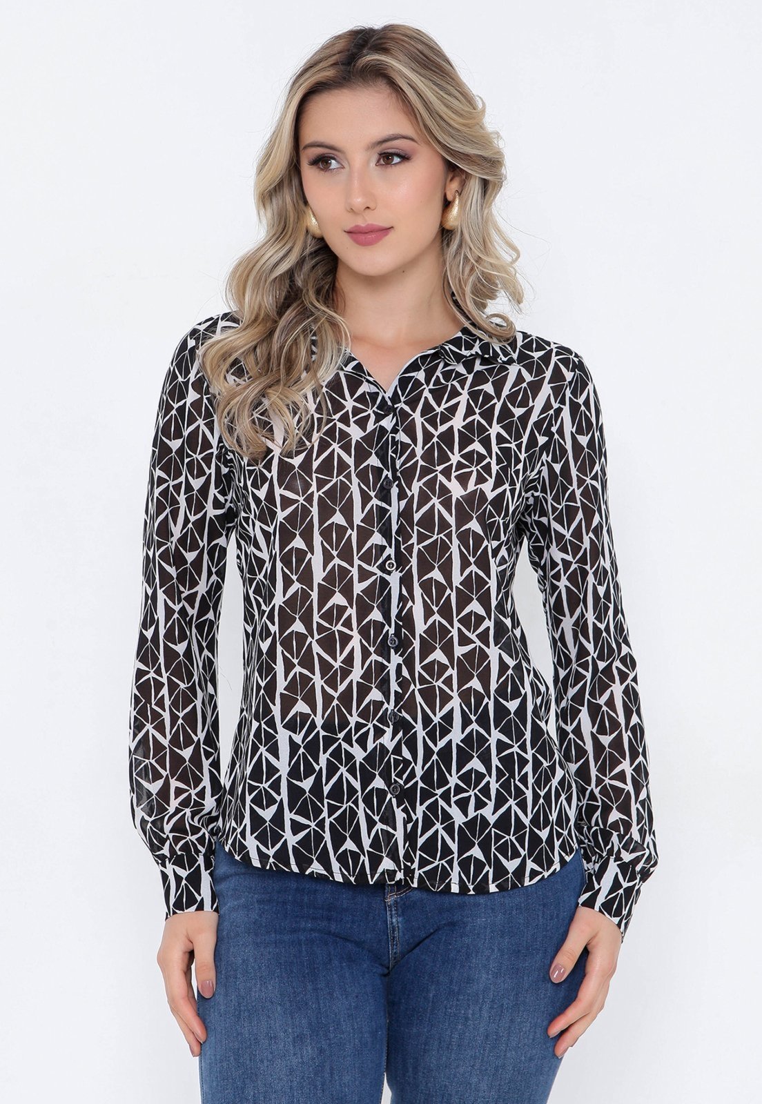 Camisa Intens Manga Longa Crepe Preto