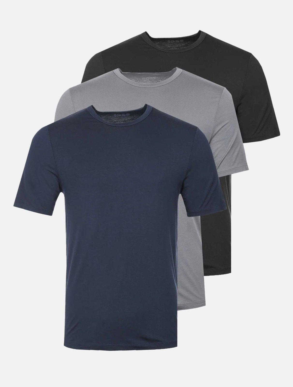 Kit Camisetas Hugo Boss Masculina Slim Bamboo Azul Marinho/Chumbo/Preta 3UN