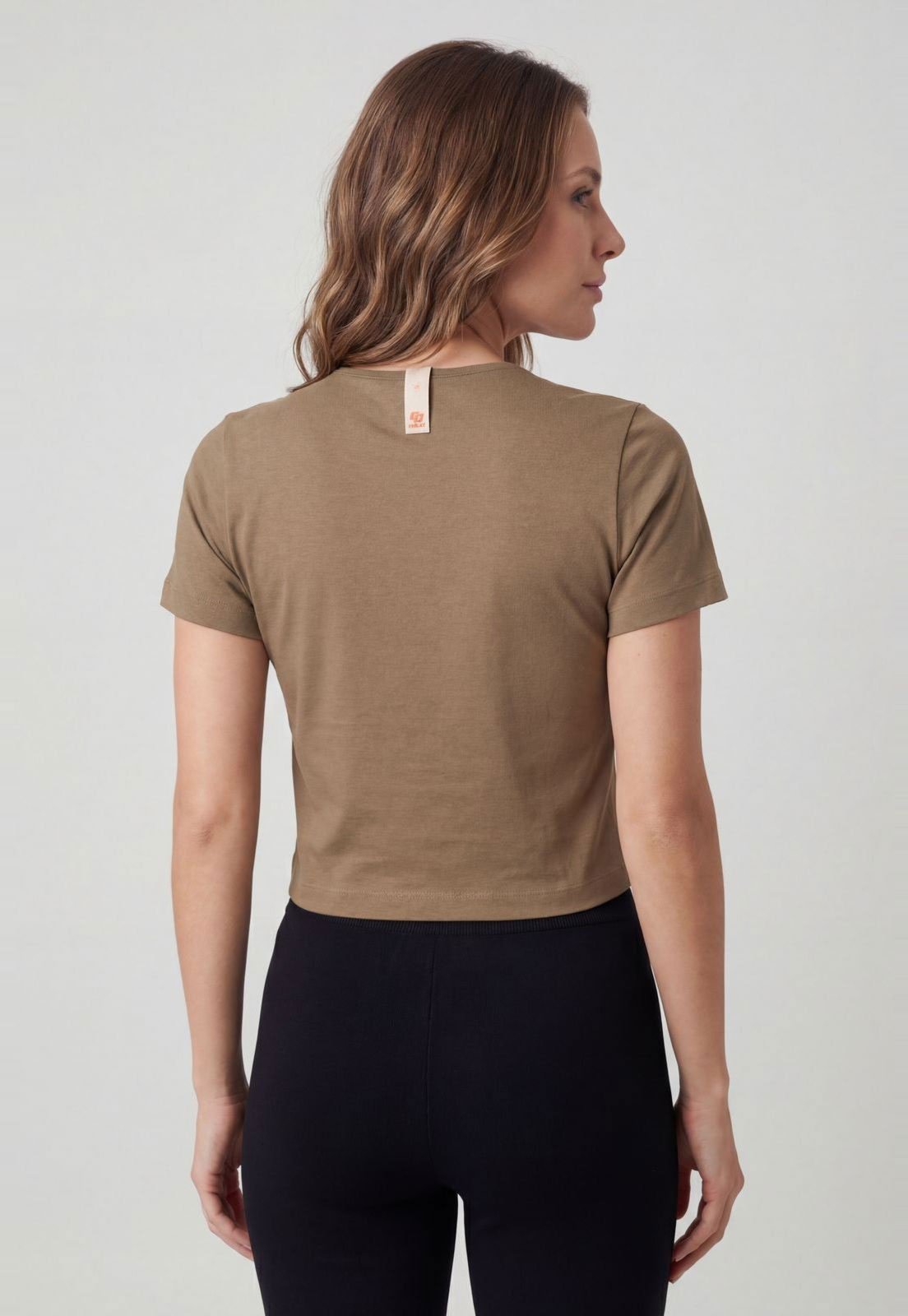 Vista 3 Camiseta Feminina Colcci Cropped Logo marrom marrom