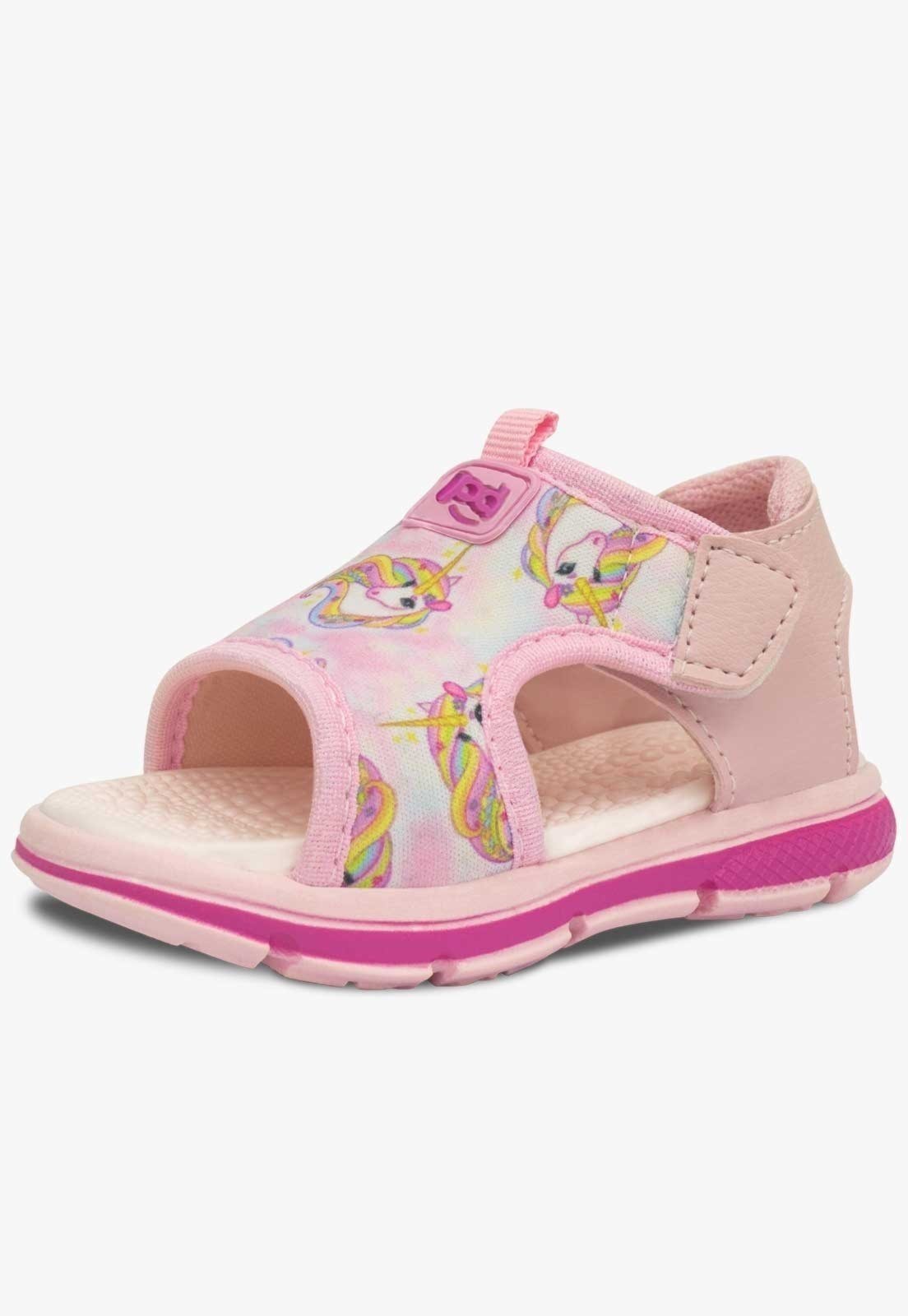 Infantil – Sandalia Papete Menina Pópidi Calce Facil Casual Unicornio Rosa