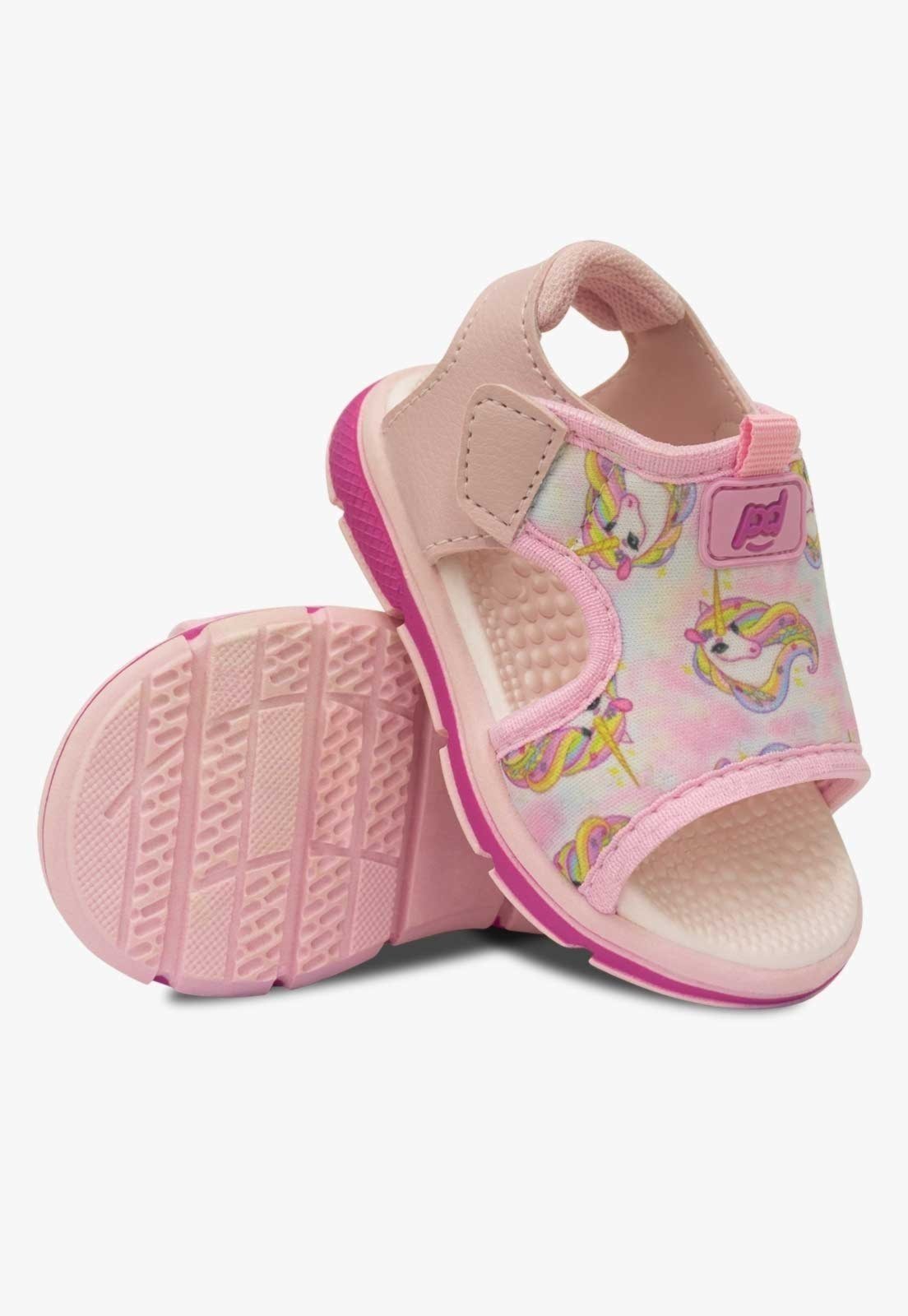 Vista 3 Infantil - Sandalia Papete Menina Pópidi Calce Facil Casual Unicornio rosa Pópidí rosa