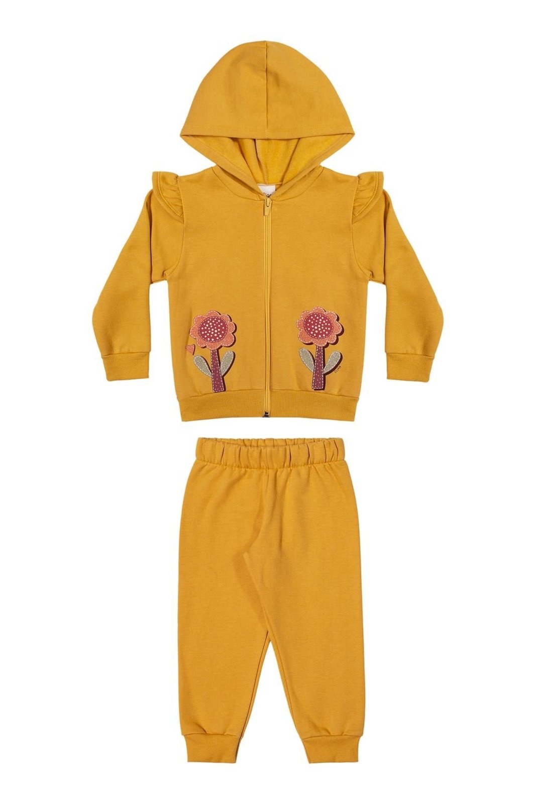 Infantil - Conjunto Menina Moletom Flores Elian Amarelo