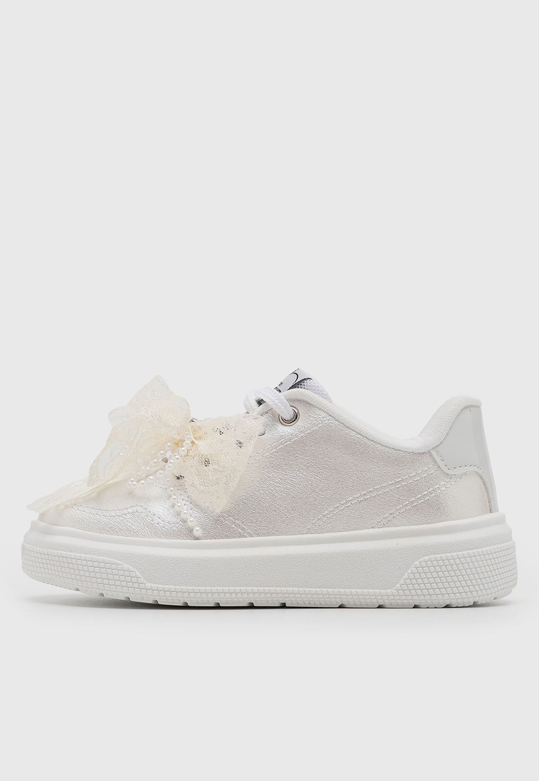 Vista 3 Infantil - Tênis Casual Pampili Laço de Renda com Pérolas branco Pampili branco