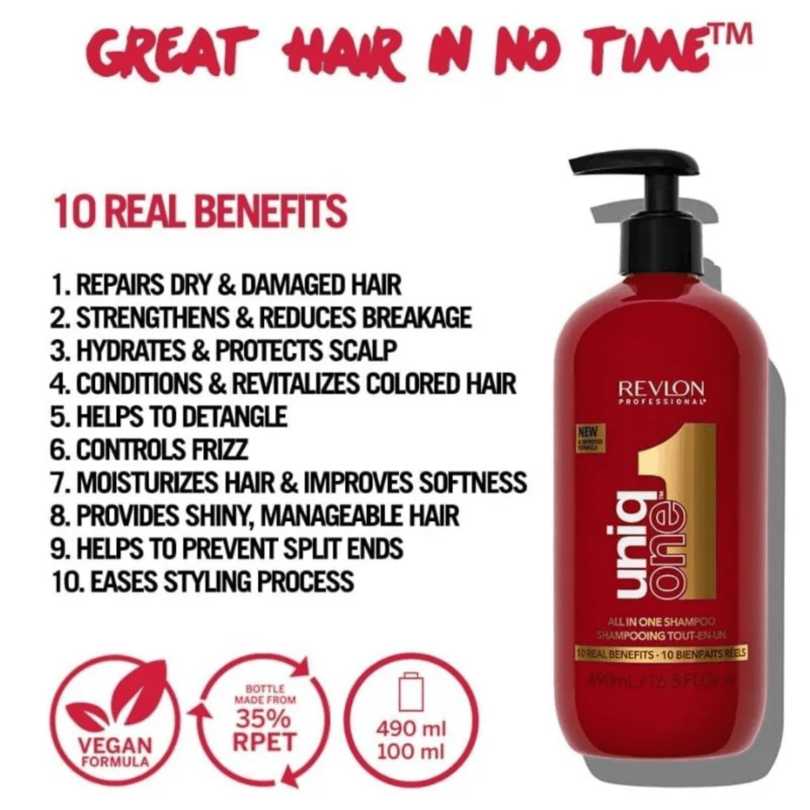 Vista 3 Revlon Professional UniqOne - Shampoo 490ml vermelho Revlon vermelho