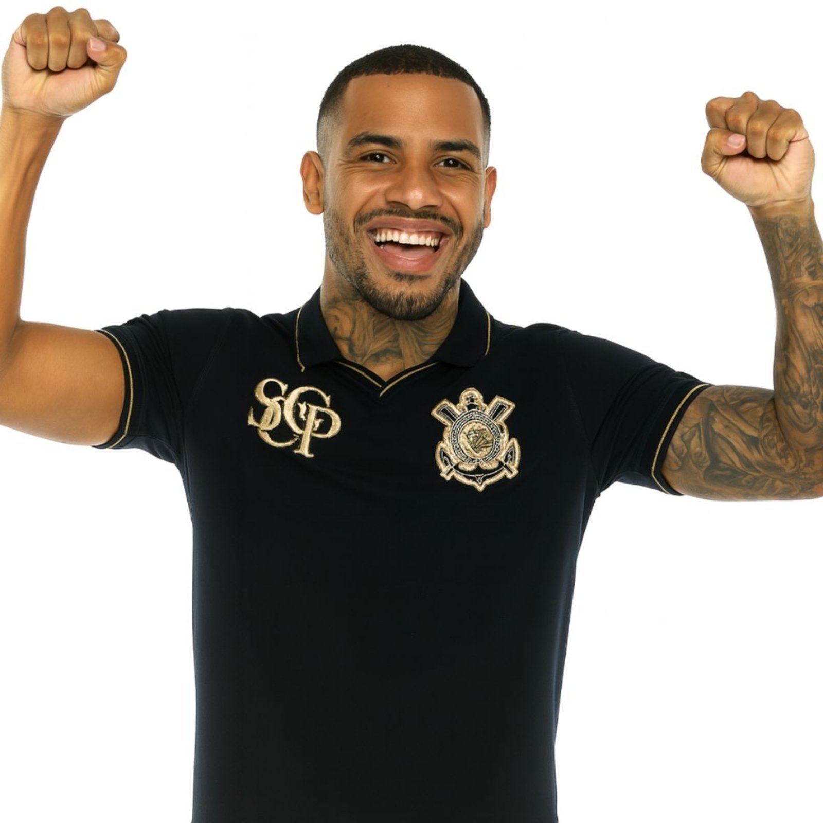 Camisa Polo Corinthians Ouro Masculina Preto
