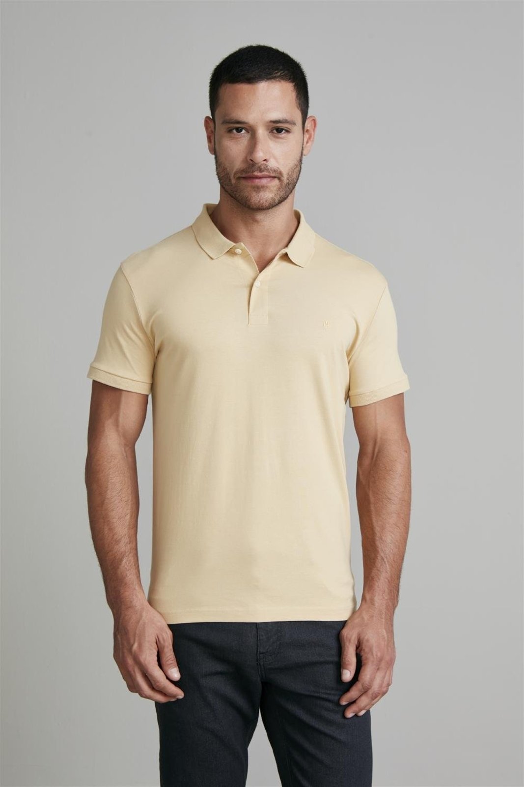 HIGHSTIL Polo Manga Curta Premium Malha Slim Fit – Amarelo Claro