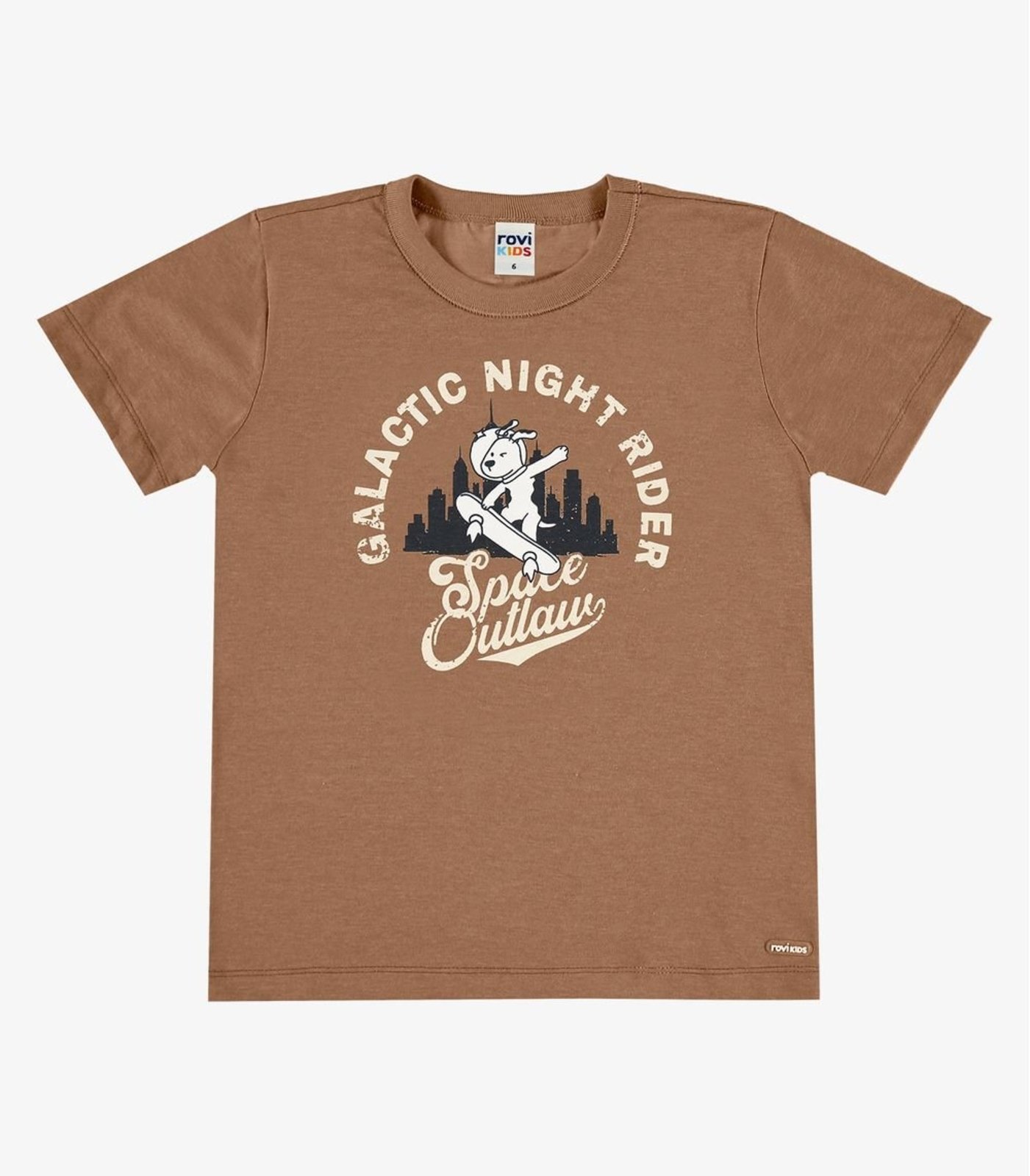 Infantil - Camiseta Com Estampa Meia Malha Rovi Marrom