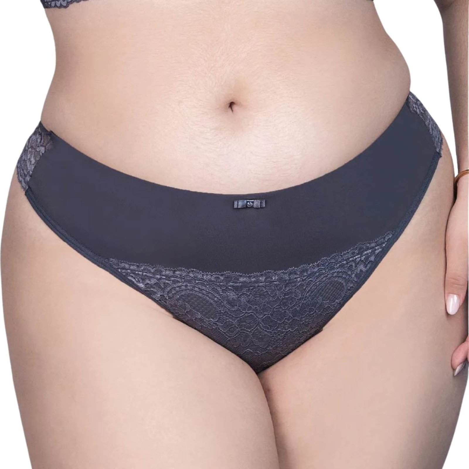 Calcinha Plus Size Fio Dental Rendada Santa Passion