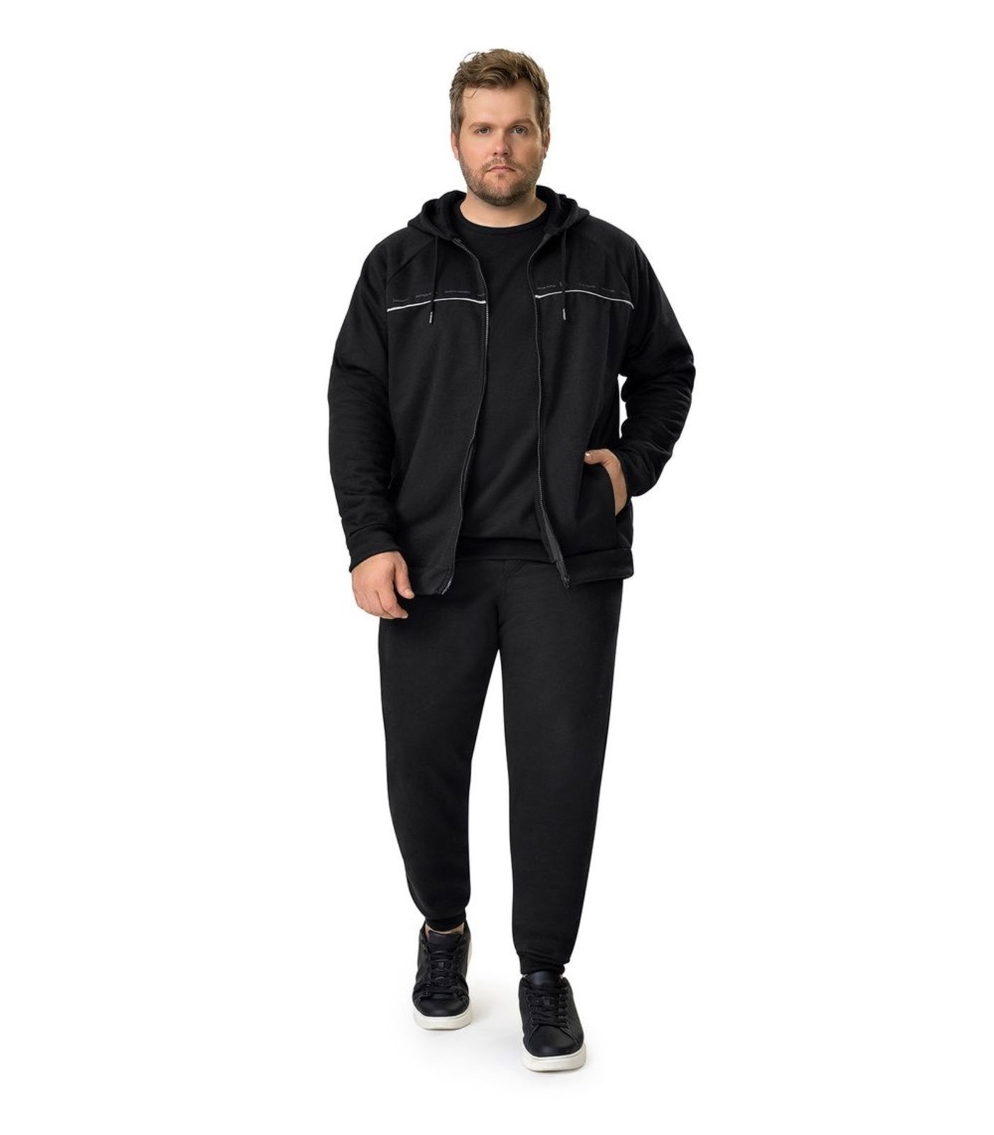 Vista 3 Jaqueta Masculina Plus Size Com Capuz Diametro Rovitex Plus Size azul Rovitex Plus Size azul