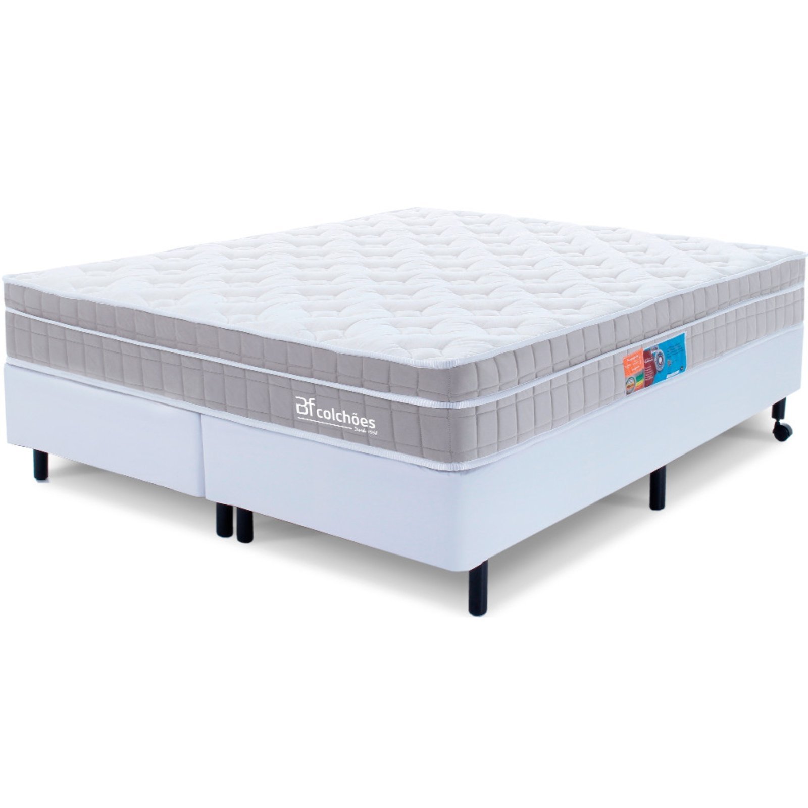 Cama Box King Colchão Molas Ensacadas Espuma Nasa Viscoelástica Ortopédico D33 com Pillow BF Colchões