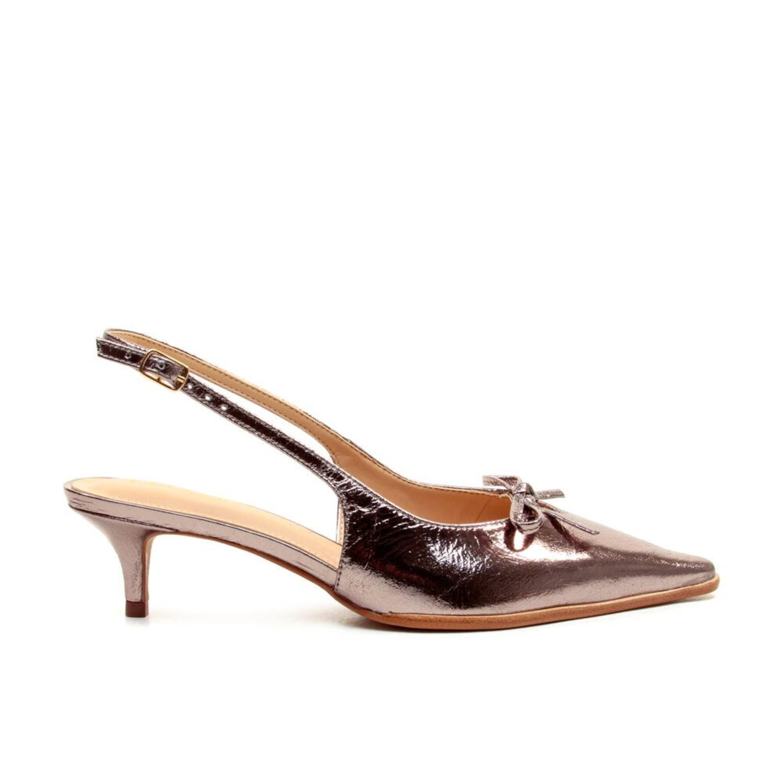 Slingback Couro Onix Salto Baixo Cecconello 2908002-2